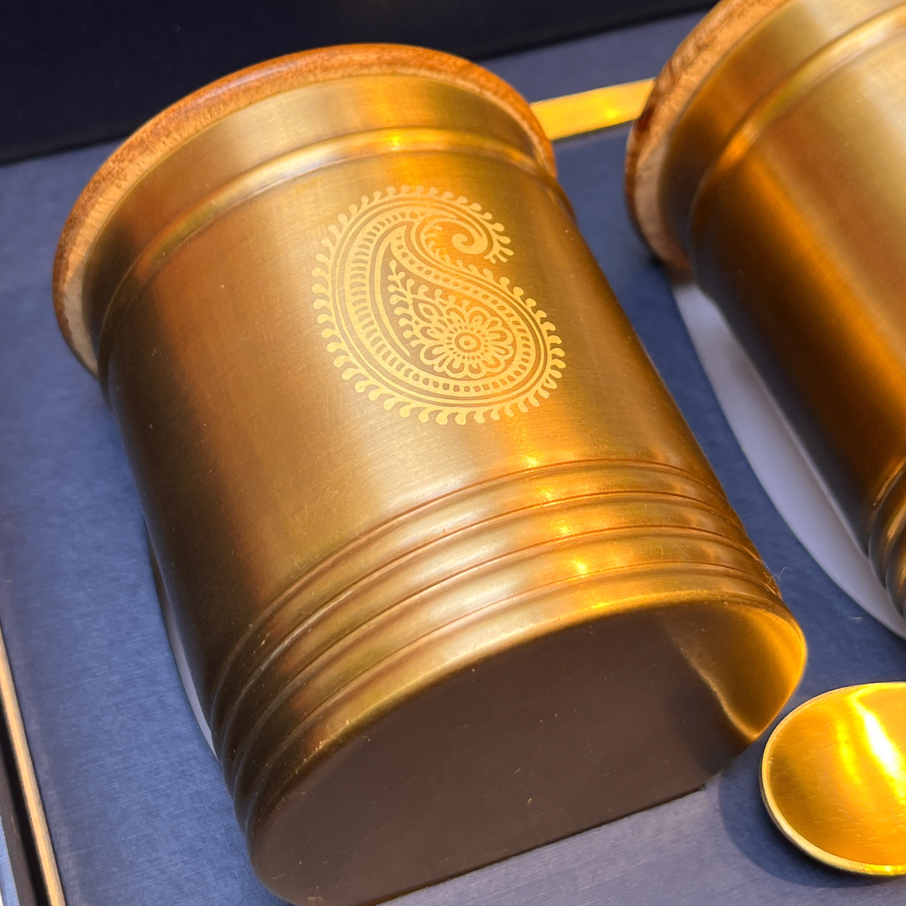 Ambi Gift Box I Pure Brass Storage Box with Scoop Set of 2