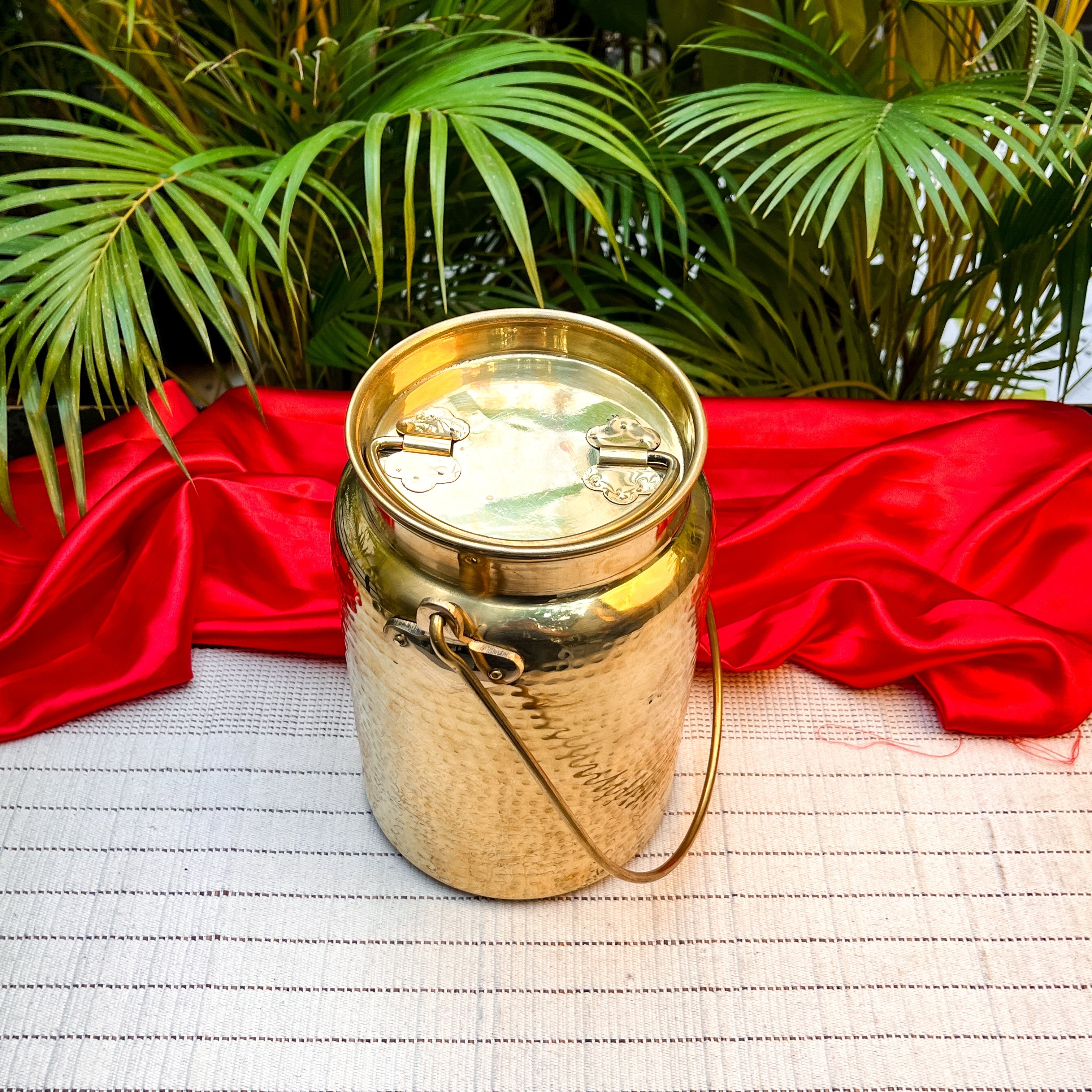 Ambi home Hammered Pure Brass Bharni — 4L Storage Jar