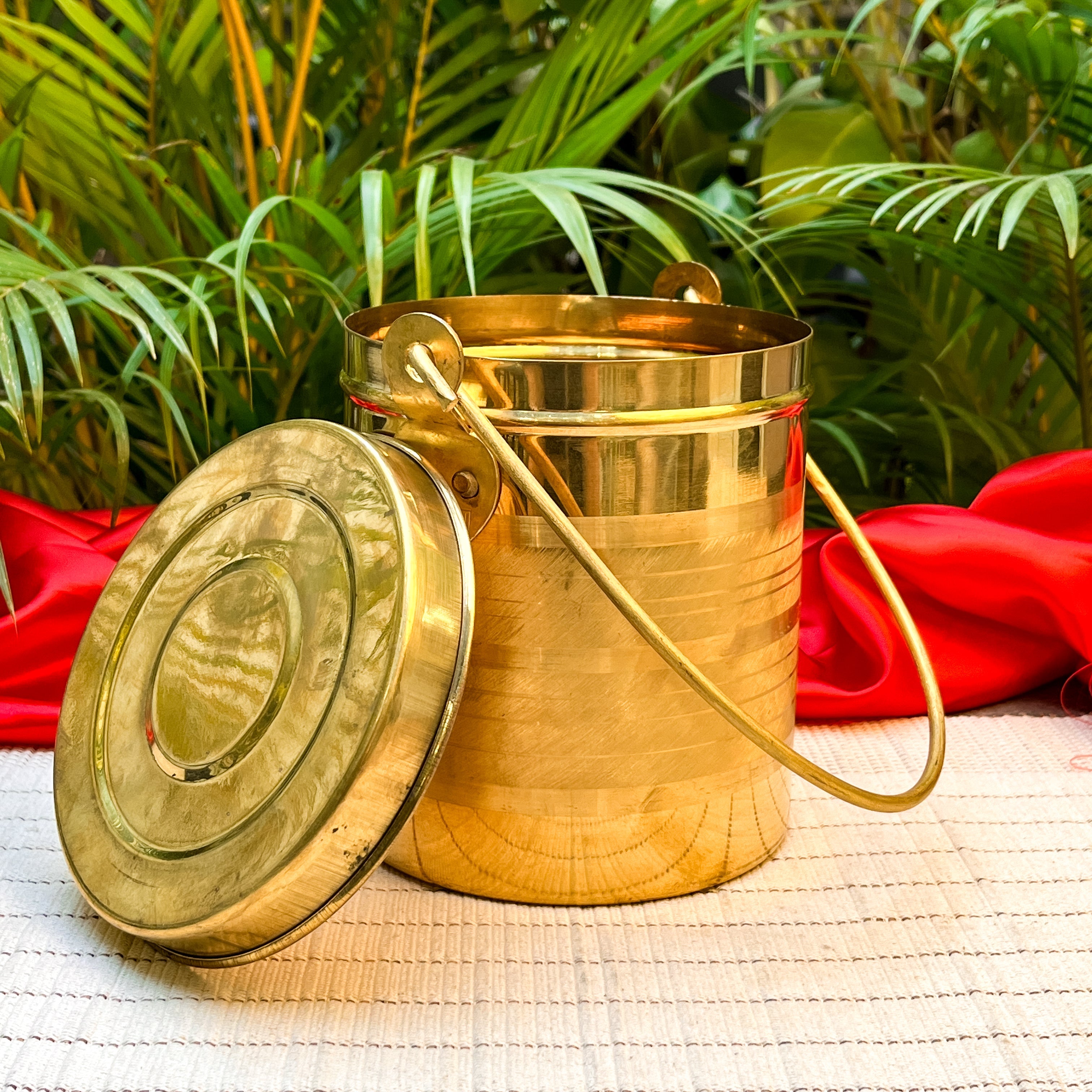 Ambi Home Pure Brass New Ghee / Milk Bharni (Barni) | 1.5L Traditional Storage Vessel