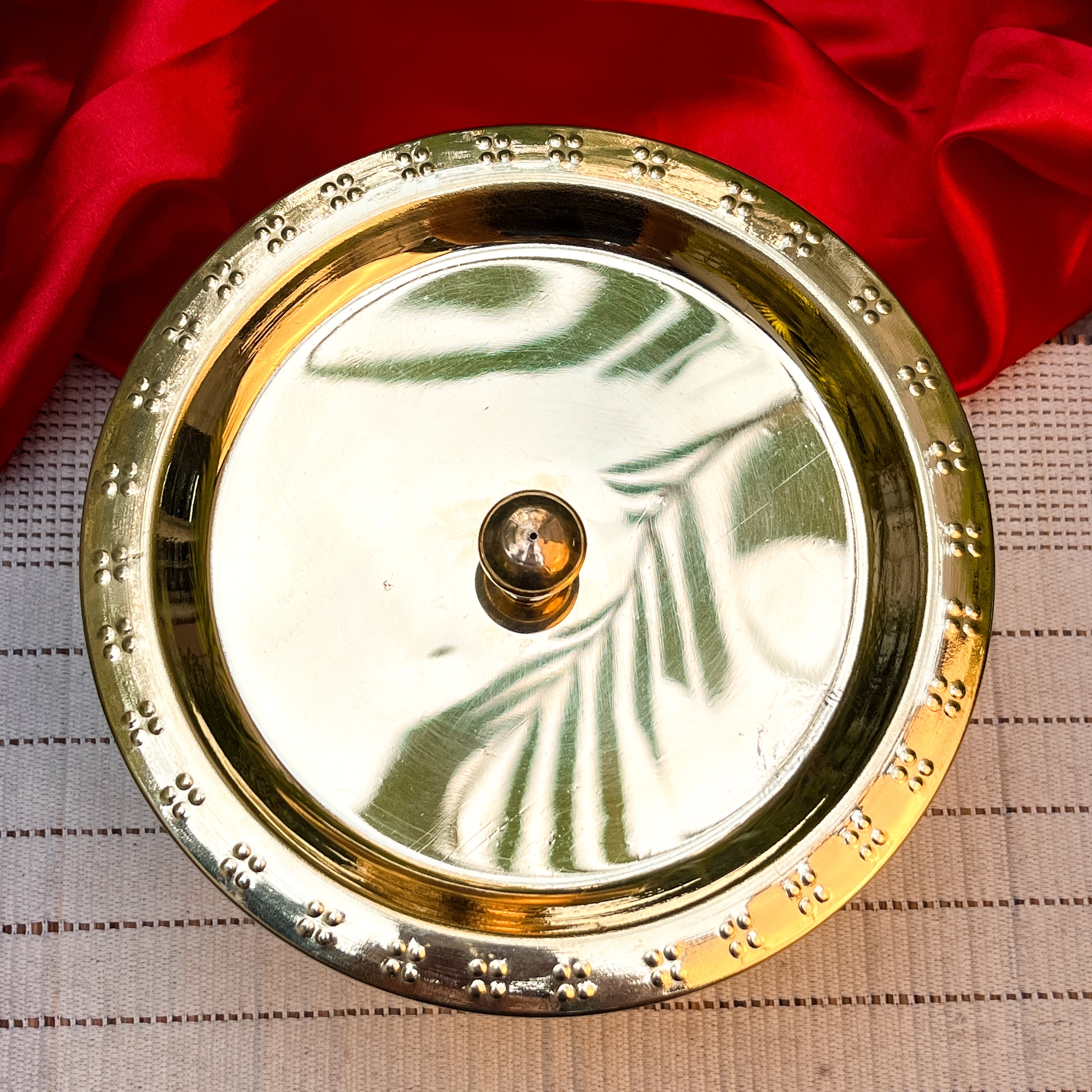 Ambi Home Pure Brass Small Hammered Pateela with Lid | 1L Traditional Indian Cooking Pot