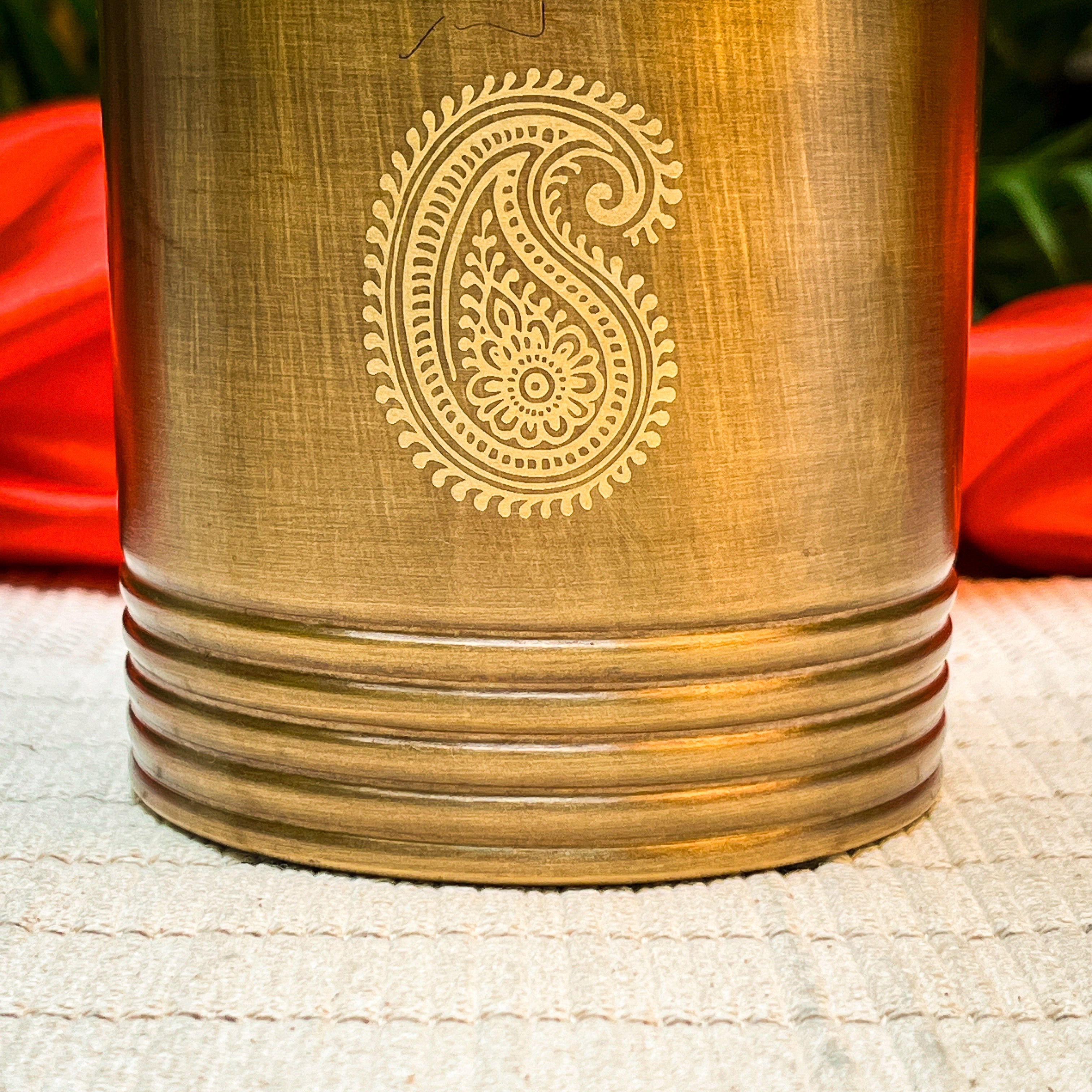 Ambi Brass Storage Box with Wooden Lid – Medium | Paisley Design