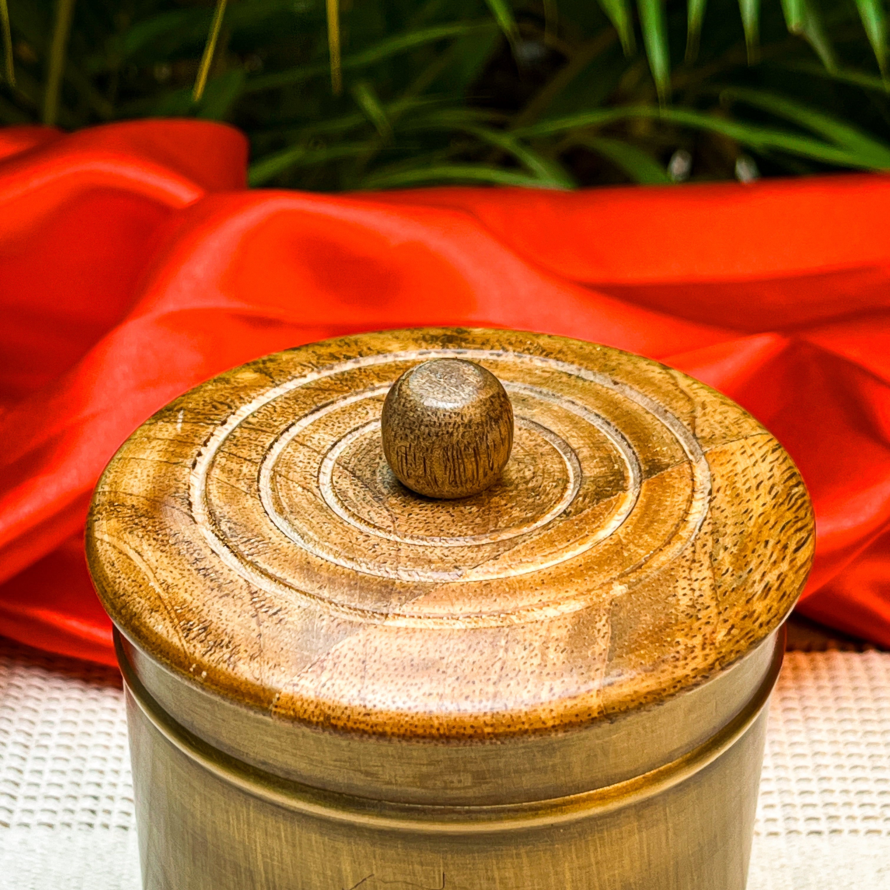 Ambi Brass Storage Box with Wooden Lid – Medium | Paisley Design