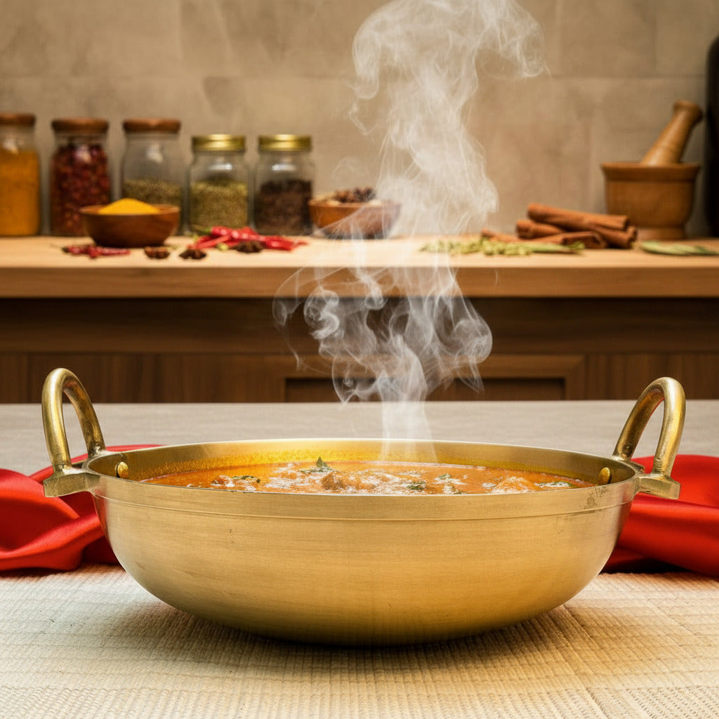 Ambi Home Pure Kansa Heavy Kadhai – Traditional South Indian Bronze Cookware