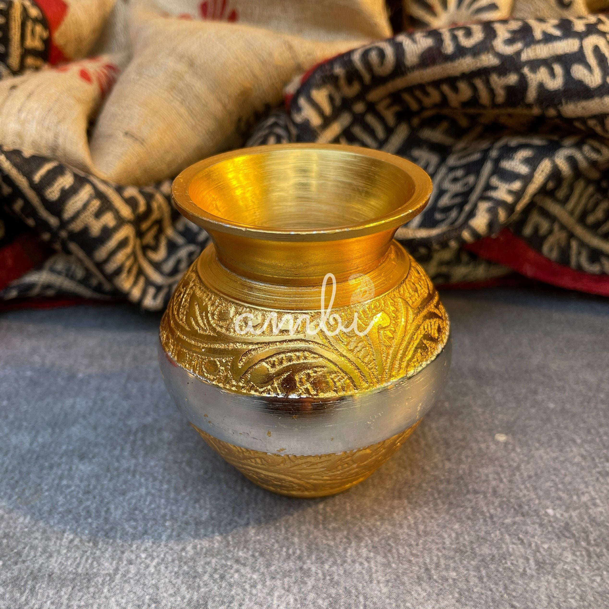 AMBI Pure Brass Puja Thali Set – Traditional Engraved Design