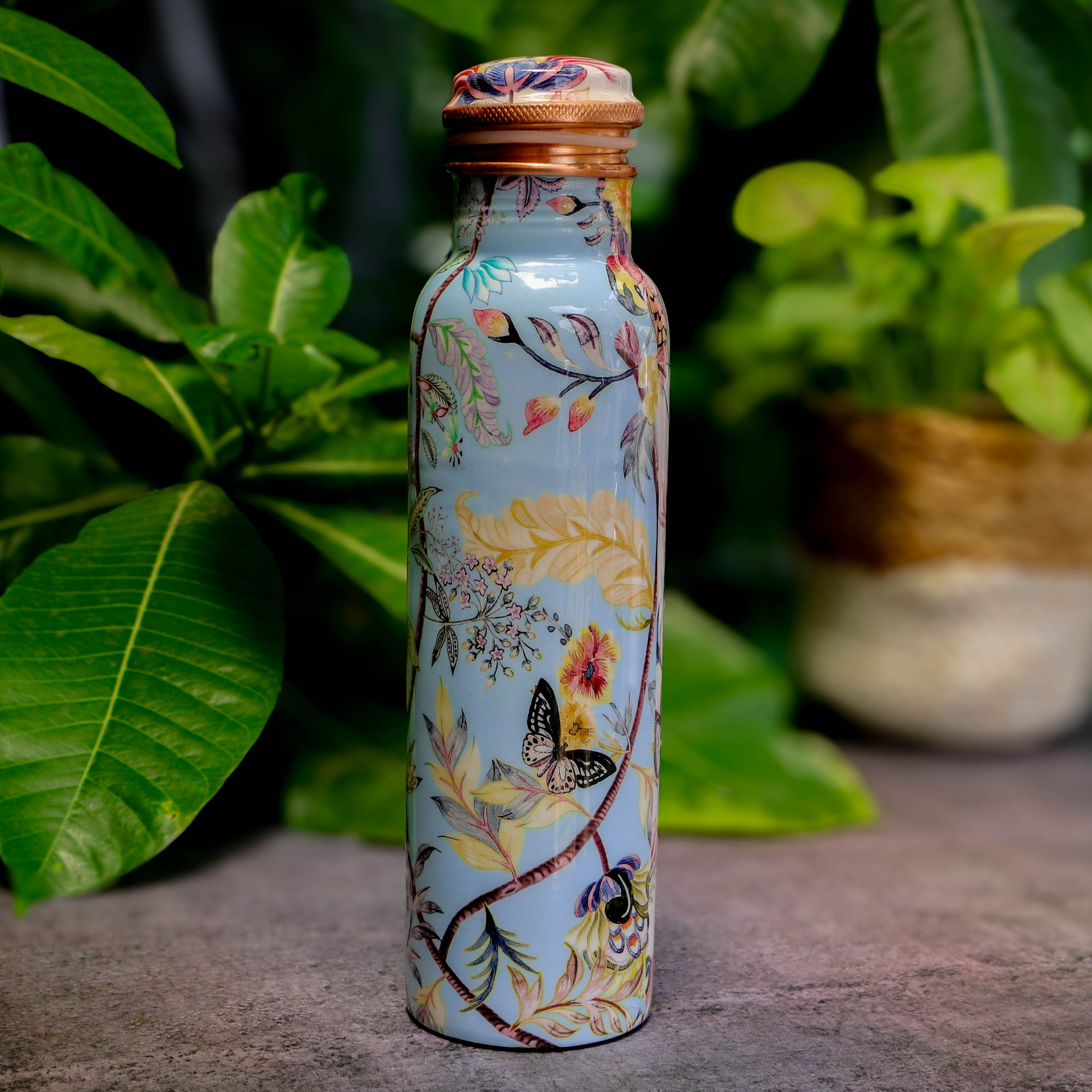 Ambi Pure Copper Bottle - Blue Floral Pattern -  900ml