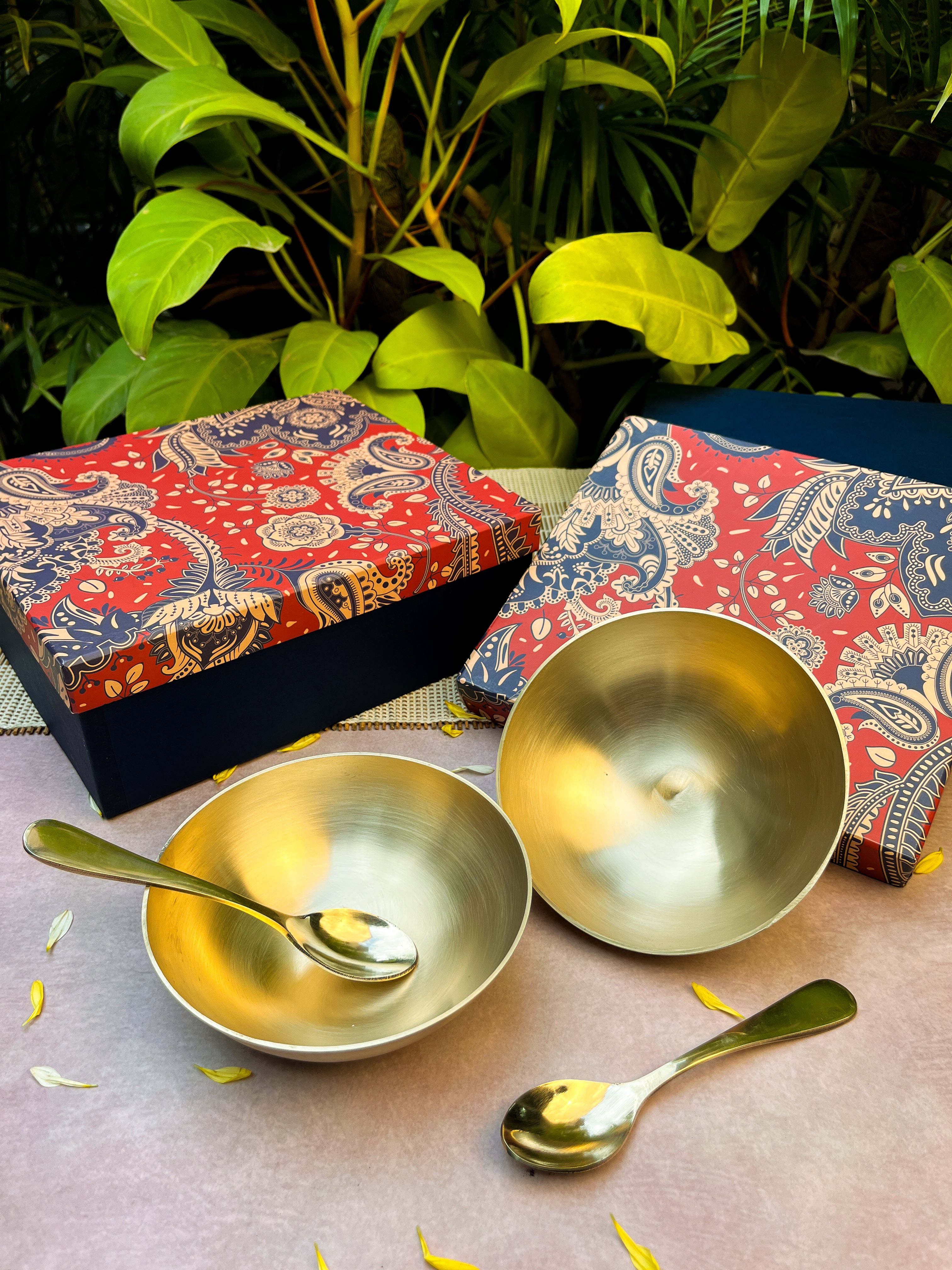 Gift Box – Ambi 100% Pure Lead-Free Kansa Bowl & Matching Kansa Spoon Set of 2