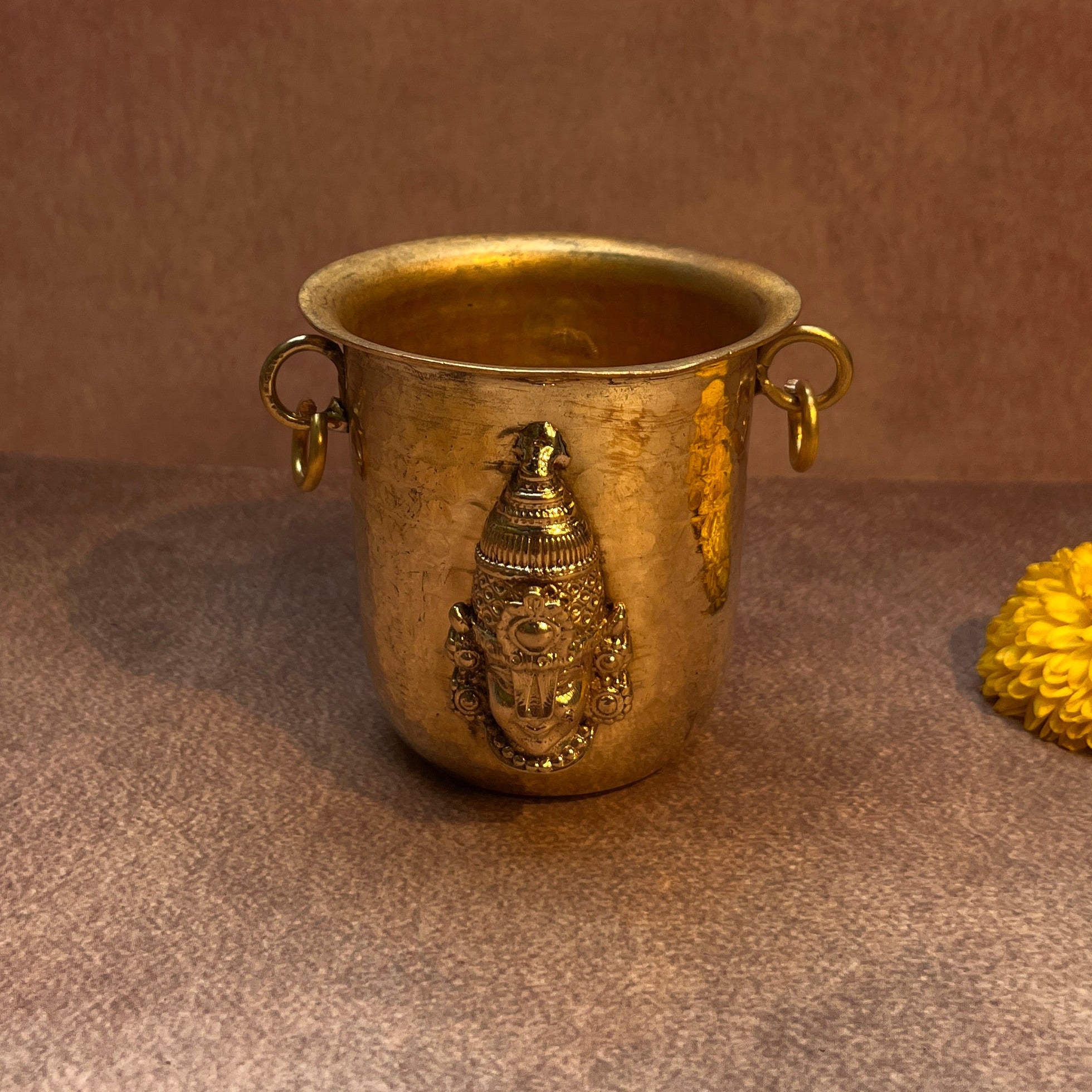 Ambi Pure Brass Pooja Bucket | Venkateshwara Balaji Brass Lota with Side Rings |