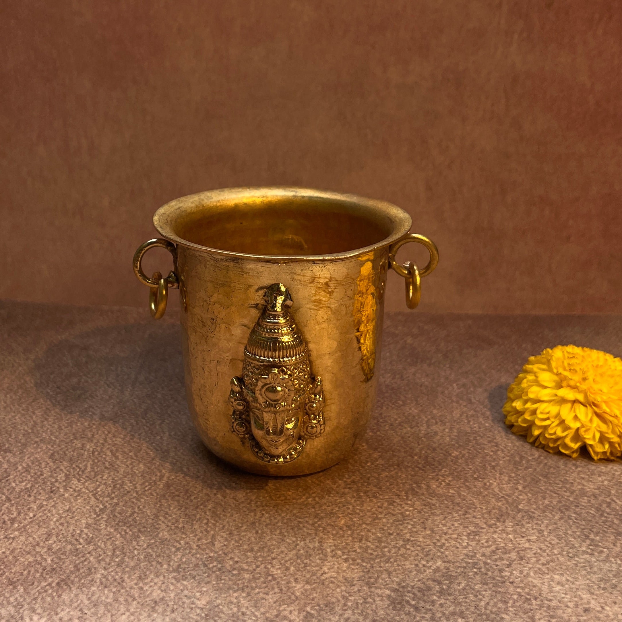 Ambi Pure Brass Pooja Bucket | Venkateshwara Balaji Brass Lota with Side Rings |