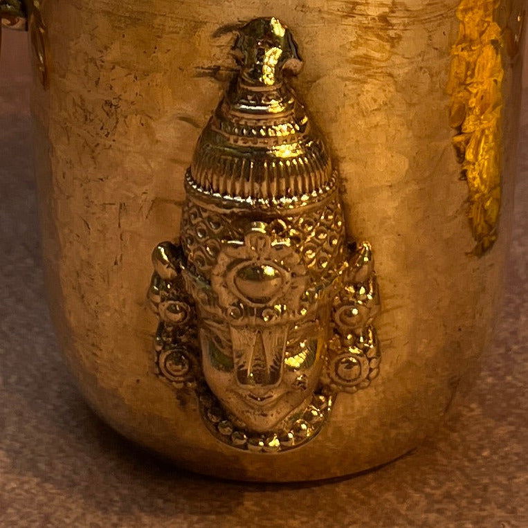Ambi Pure Brass Pooja Bucket | Venkateshwara Balaji Brass Lota with Side Rings |