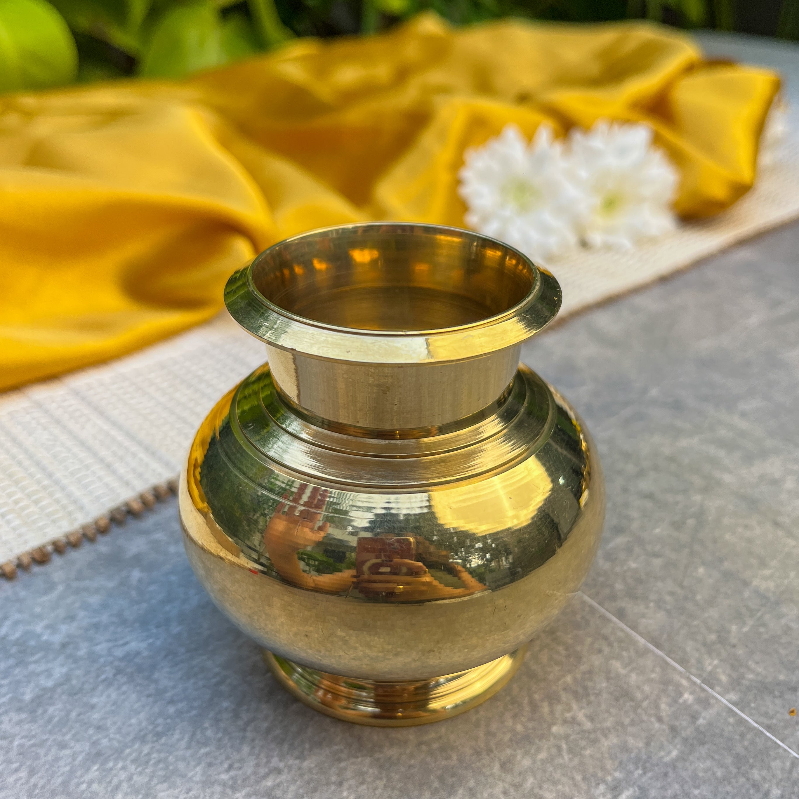 Ambi 100% Pure Brass Pooja Madrasi Lota for Pooja / Abhishek -3 Inches - Heavy Make