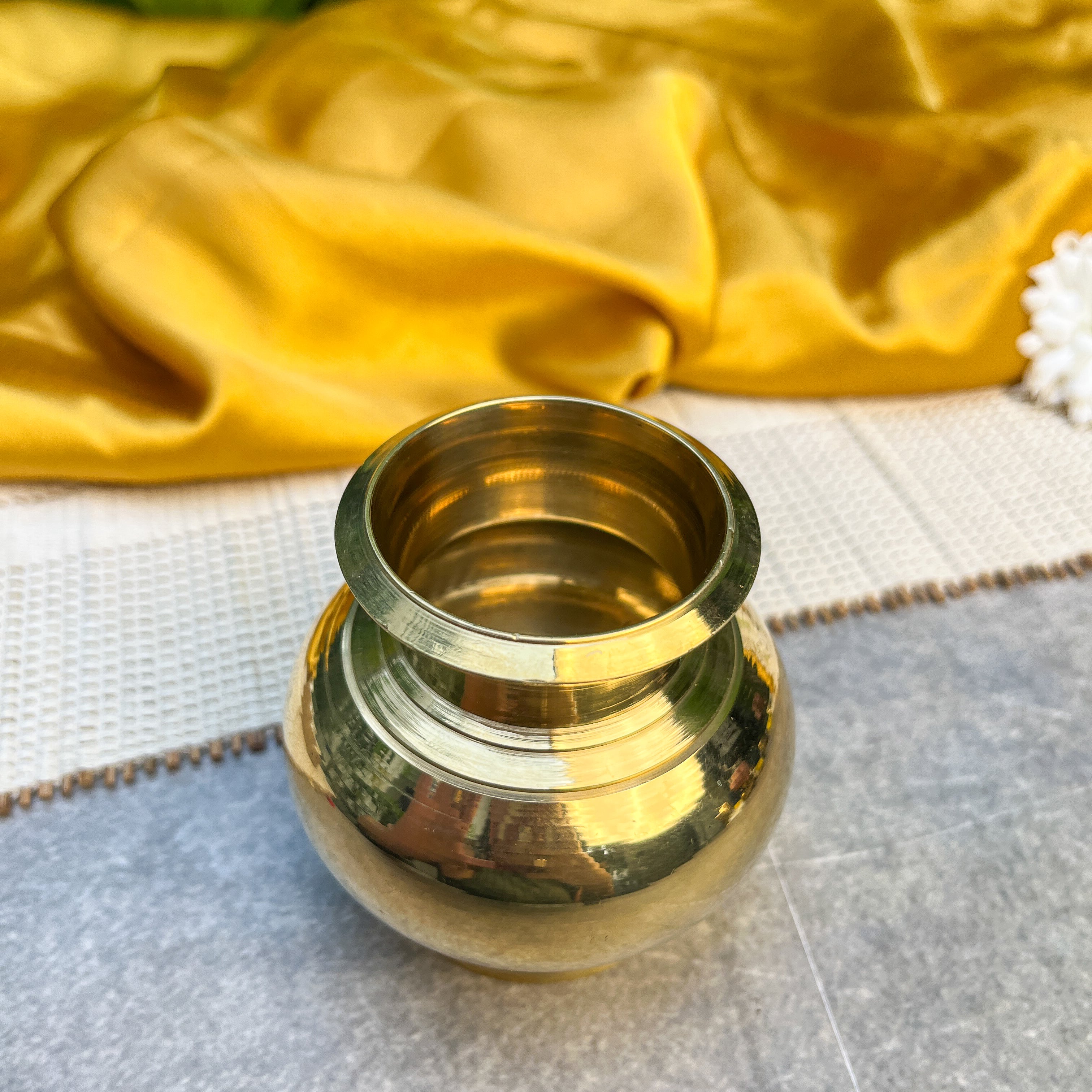 Ambi 100% Pure Brass Pooja Madrasi Lota for Pooja / Abhishek -3 Inches - Heavy Make