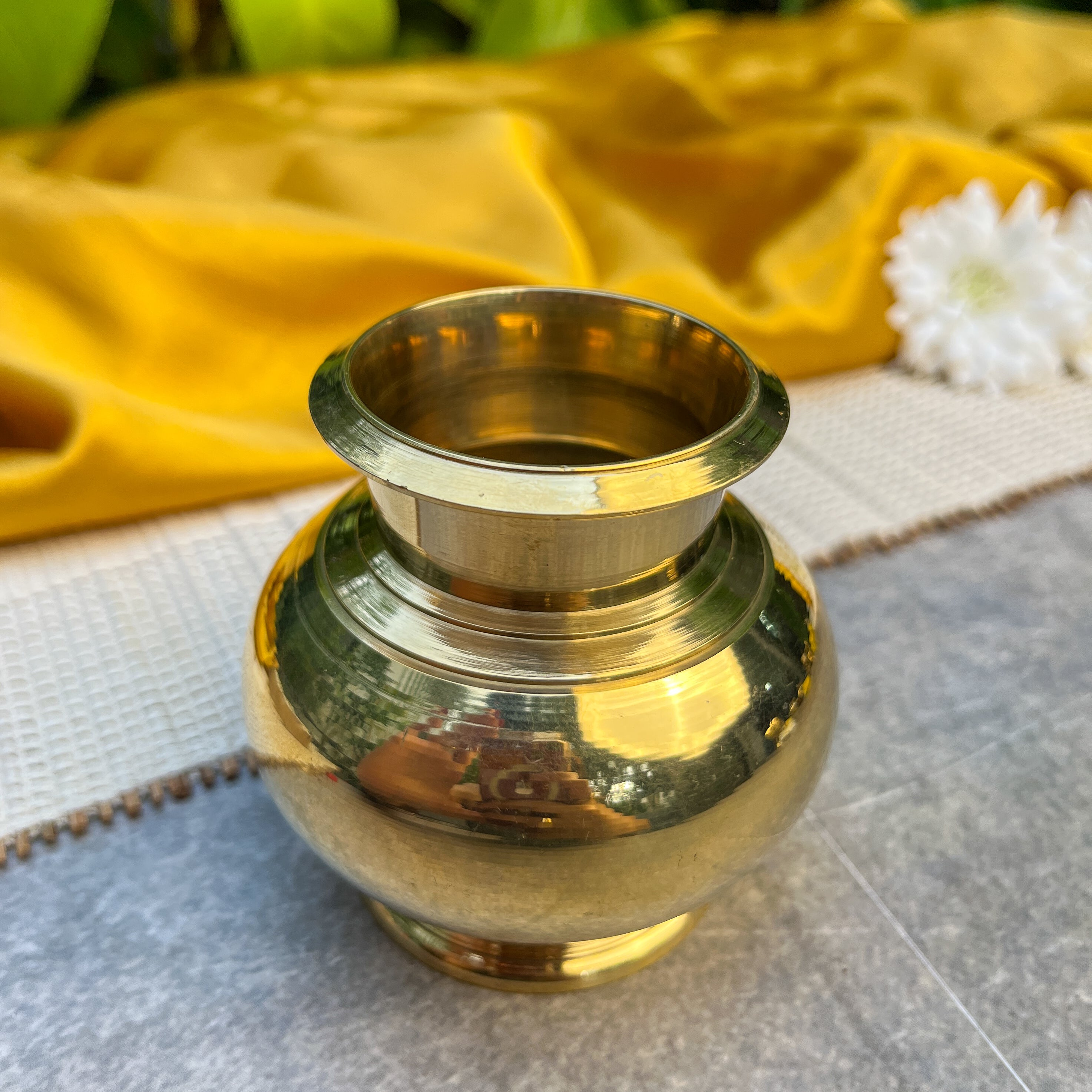 Ambi 100% Pure Brass Pooja Madrasi Lota for Pooja / Abhishek -3 Inches - Heavy Make