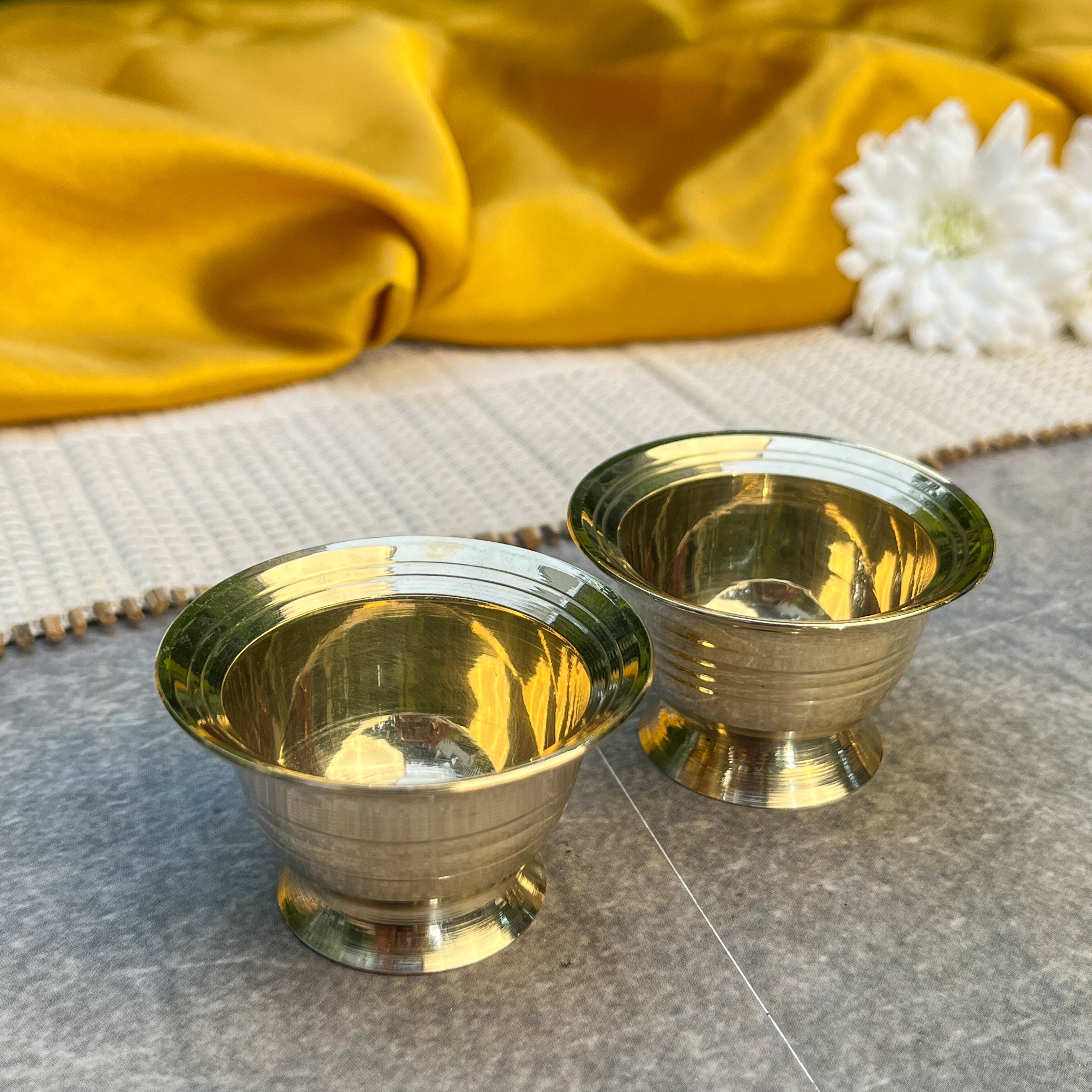 AMBI Pure 100% Brass Small Prasad Katori / Dip Bowl - Set of 4