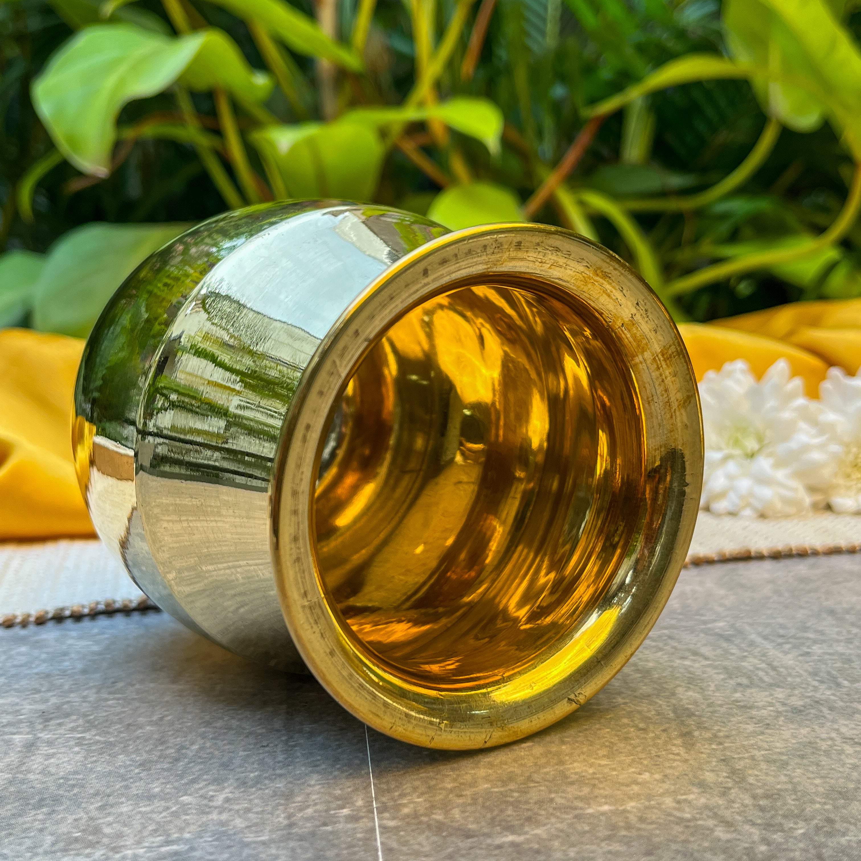 Ambi Elegant Satari Pure 100% Brass Puja Lota (Medium) - 450 ML