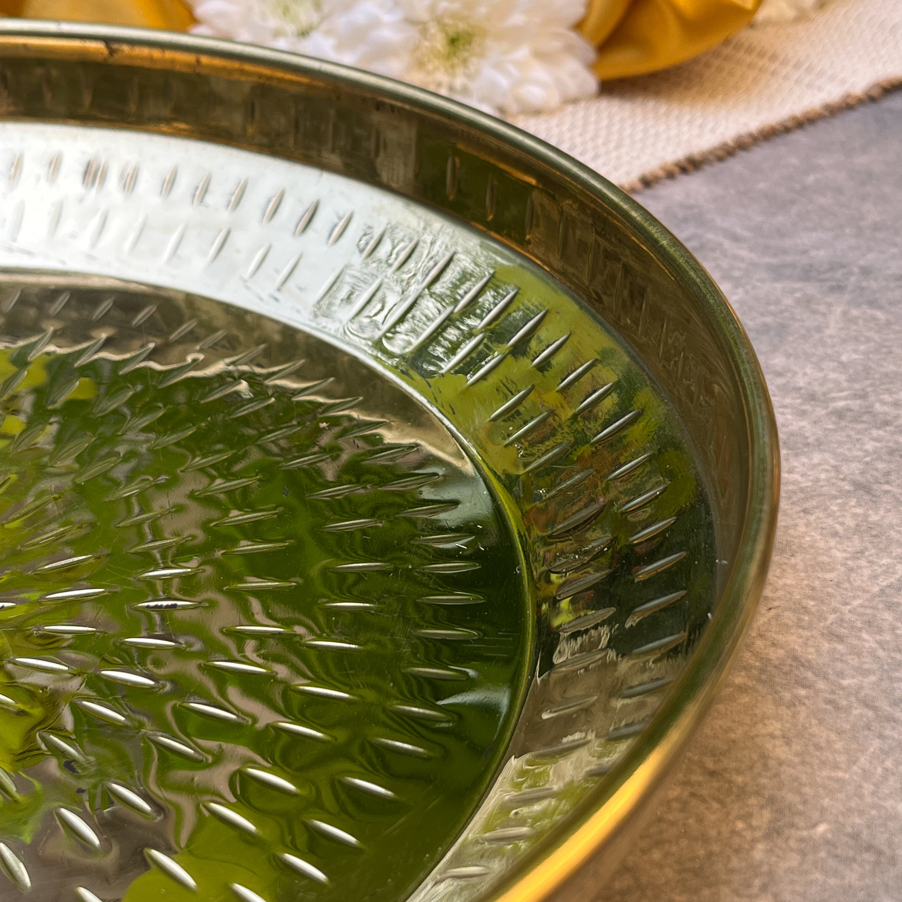 100% Pure Brass Traditional Hammered Parat - 8 inches diameter