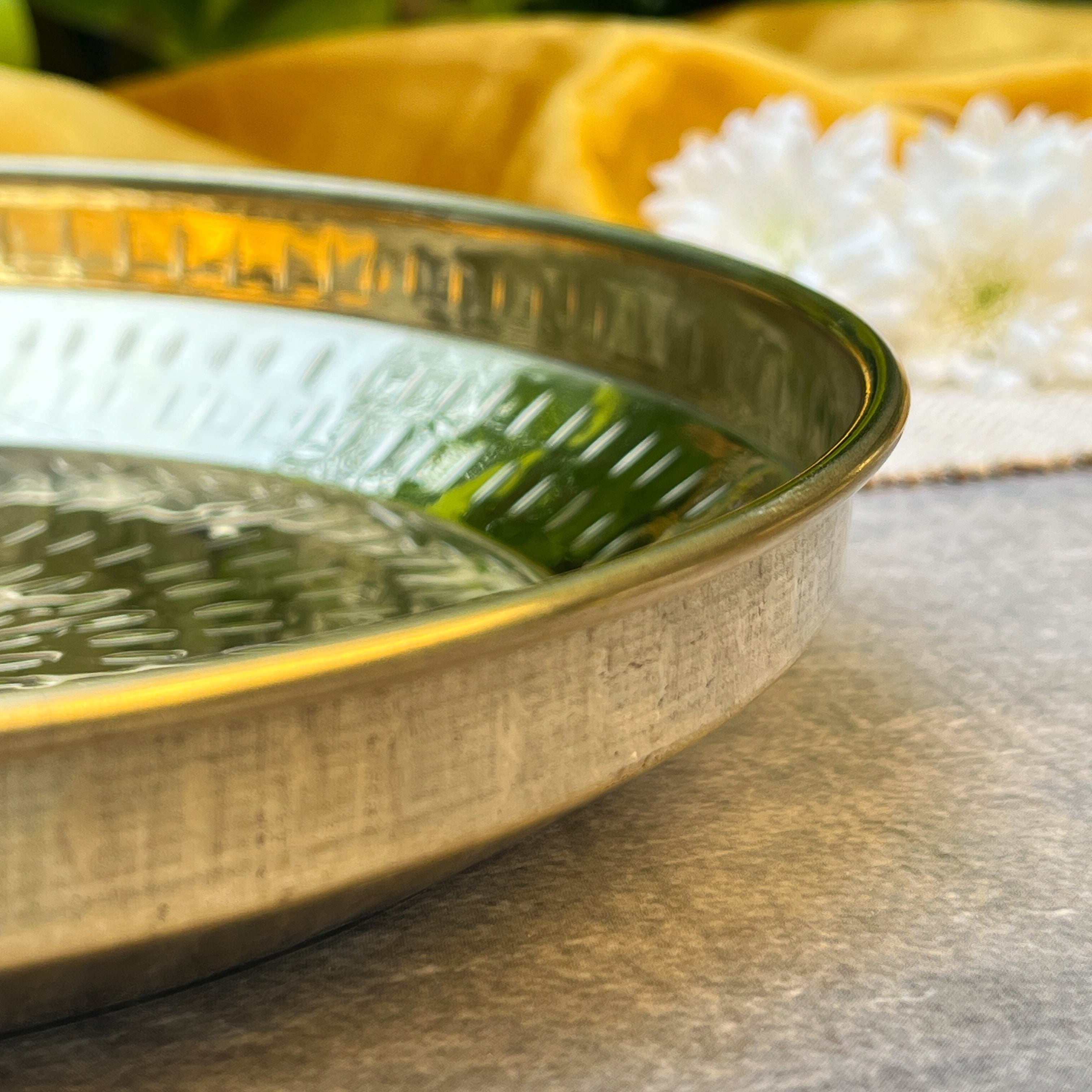 100% Pure Brass Traditional Hammered Parat - 8 inches diameter