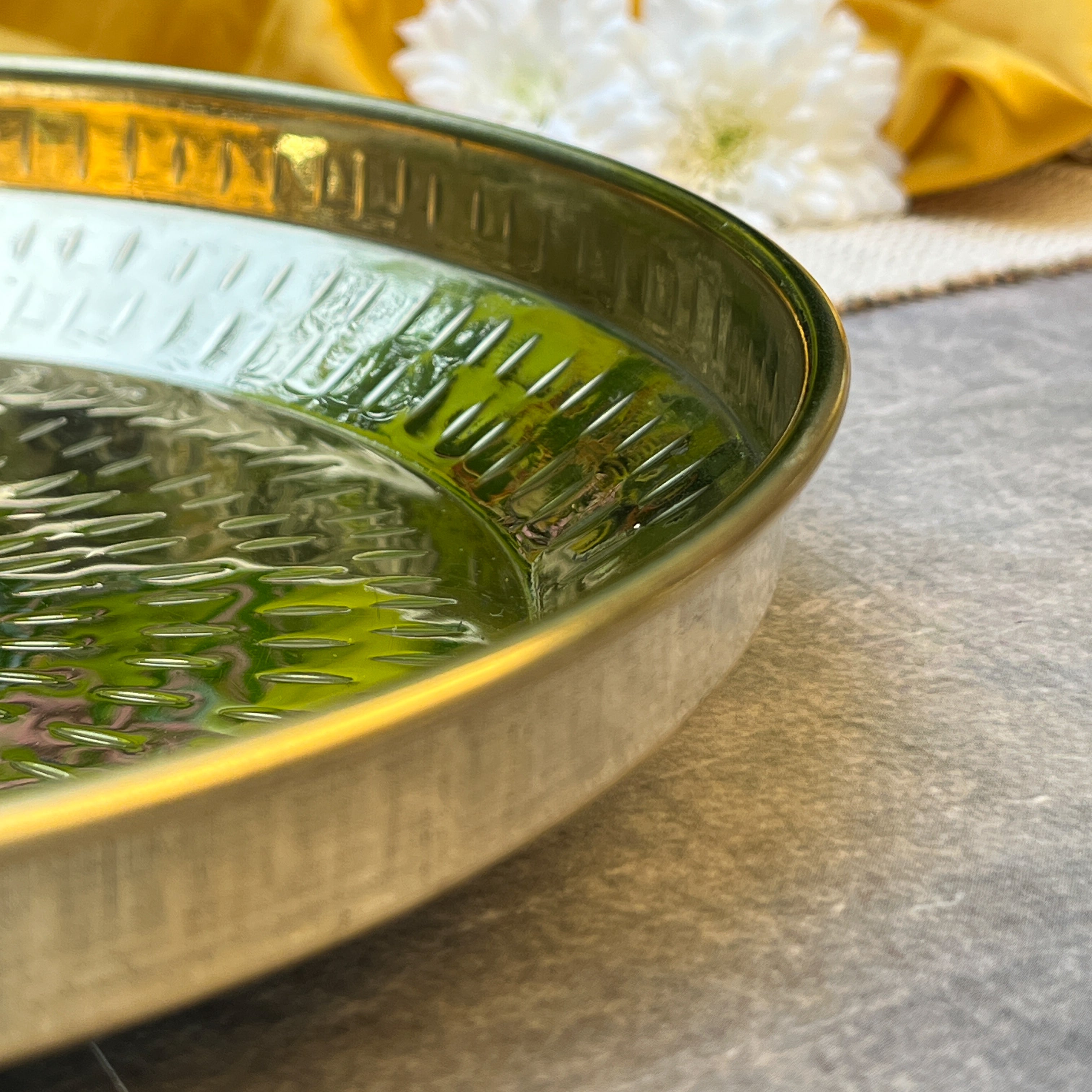 100% Pure Brass Traditional Hammered Parat - 8 inches diameter