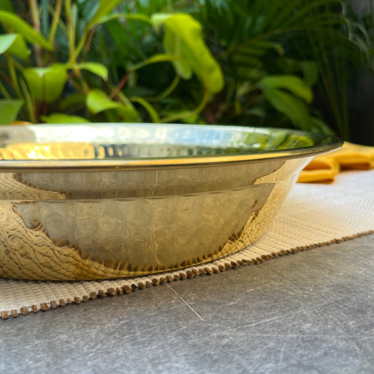 Ambi 100% Pure Brass Traditional Etched Parat - 16 Inches diameter