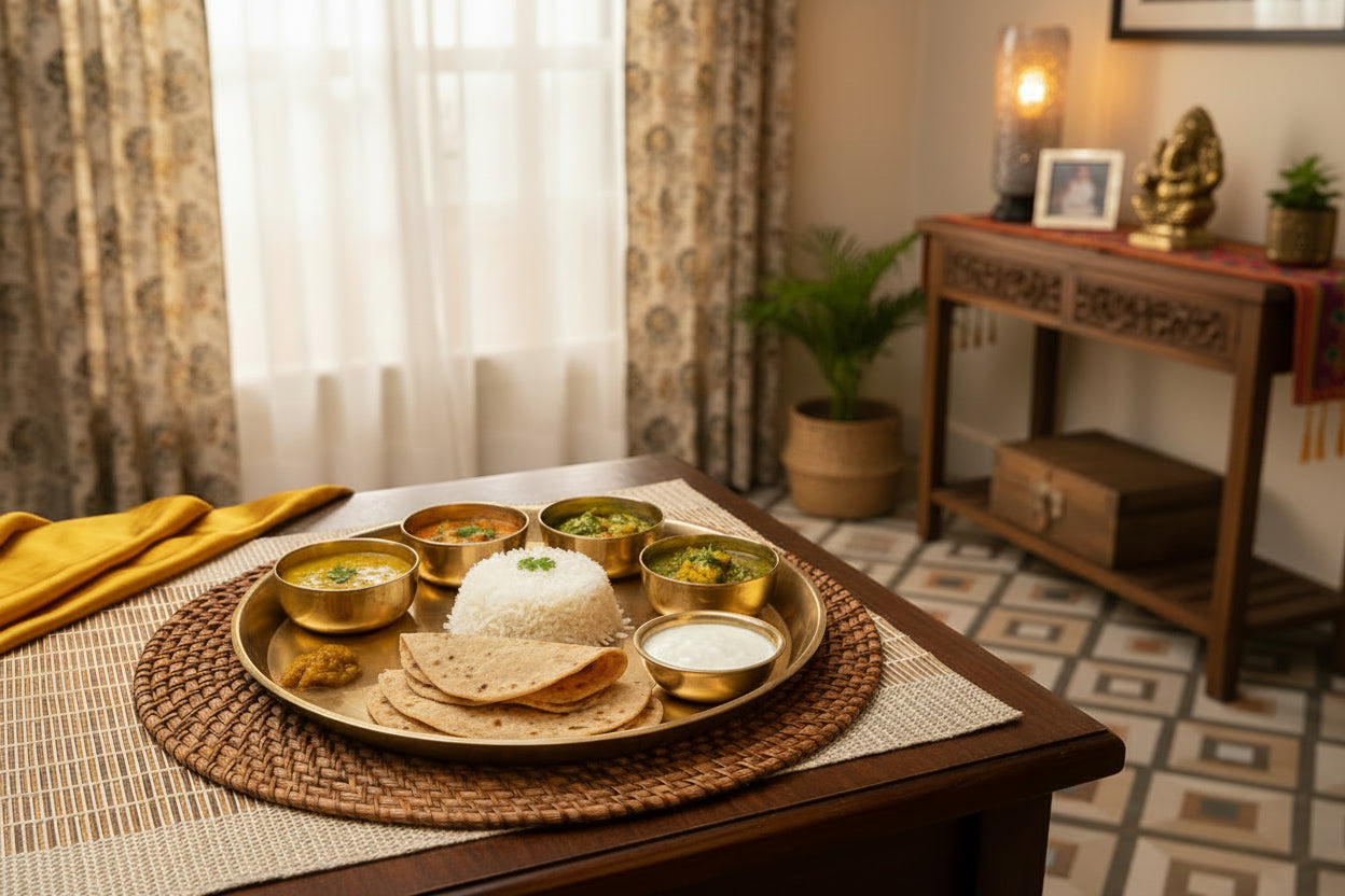 AMBI 100% Pure Lead Free Kansa Pasta Plate / Thali / Pooja Plate / Kids Plate - 8 inches 400gm