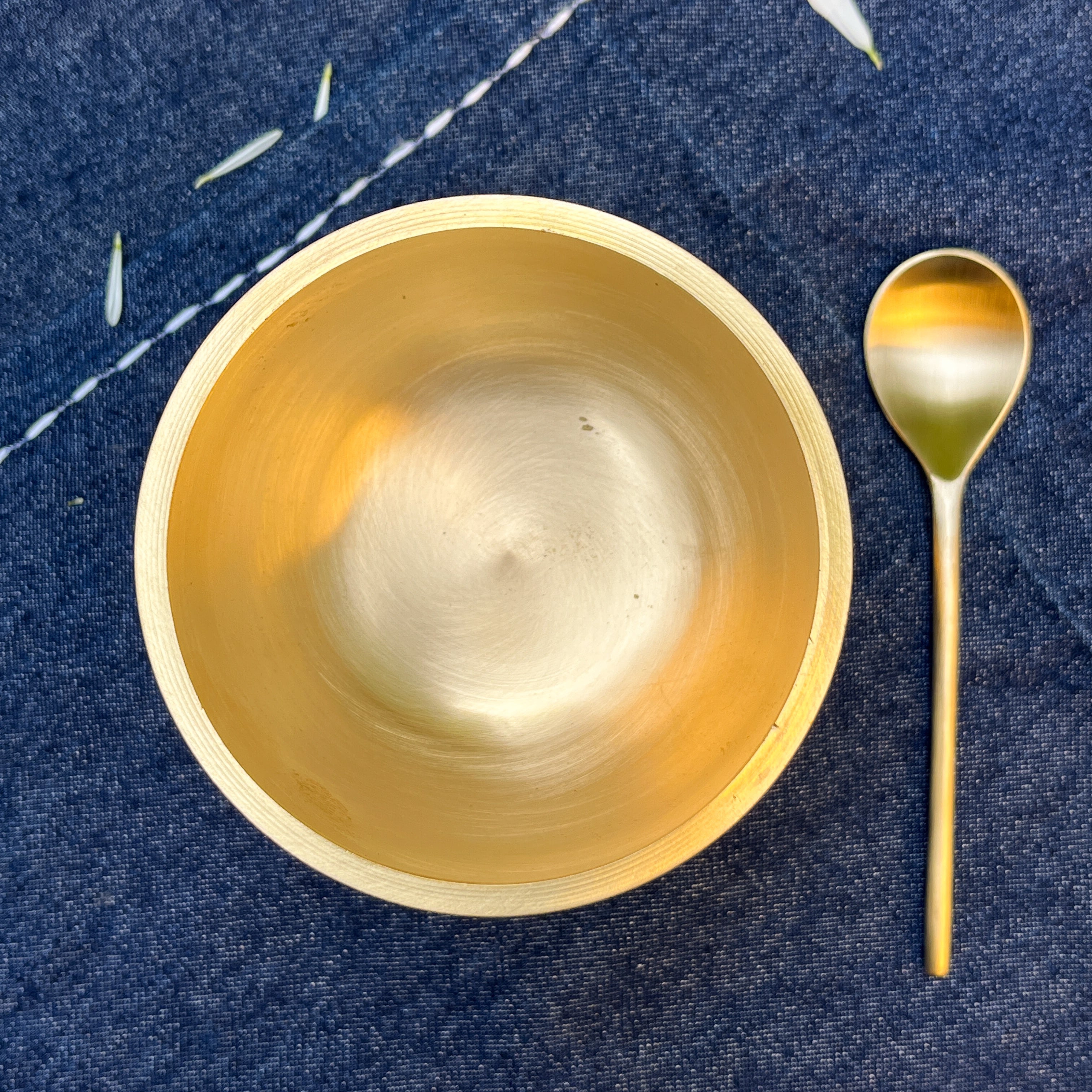 AMBI 100% Pure Lead Free Brass Dessert/Icecream Bowl & Matching Brass Spoon