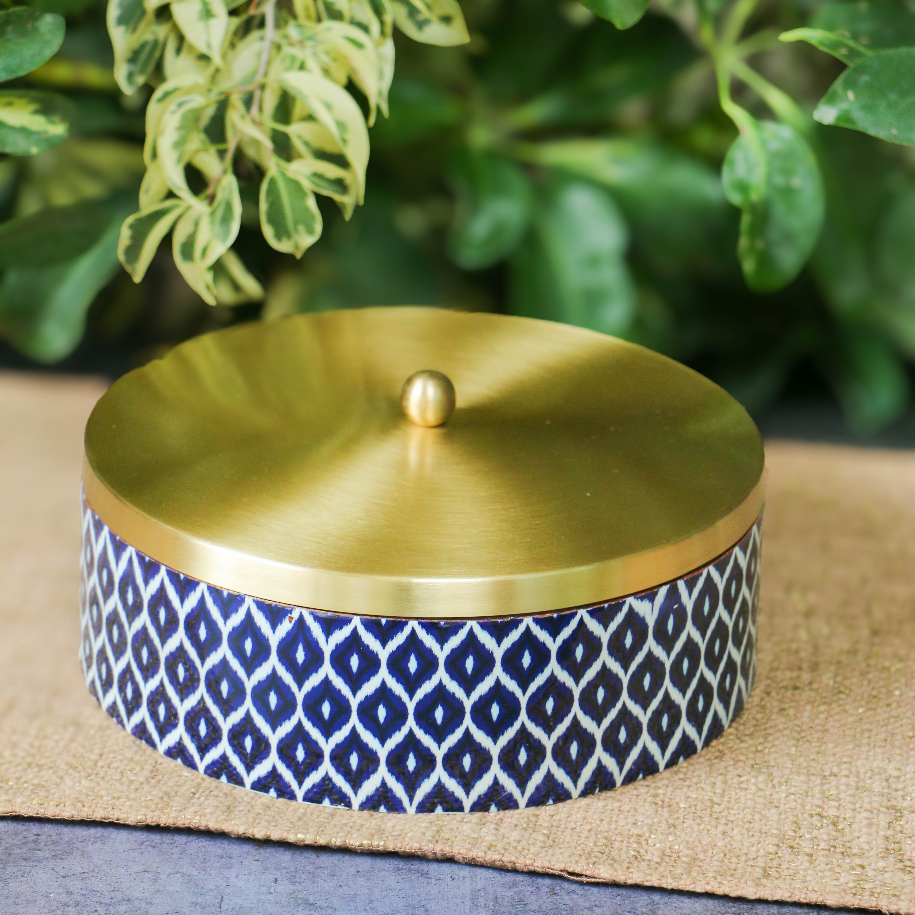 Indigo Color Patterned Chapati / Roti Box - 9.5 inches diameter