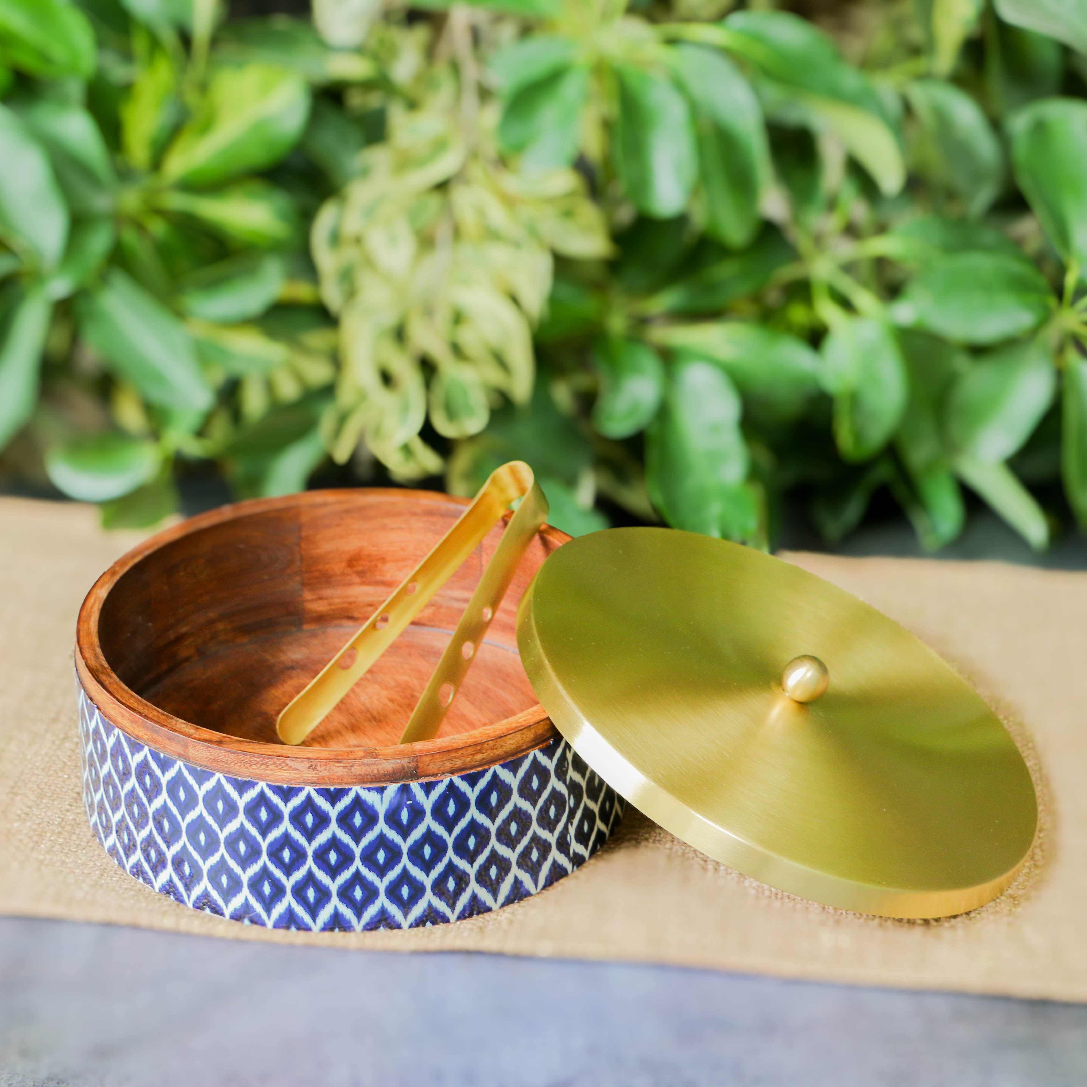 Indigo Color Patterned Chapati / Roti Box - 9.5 inches diameter