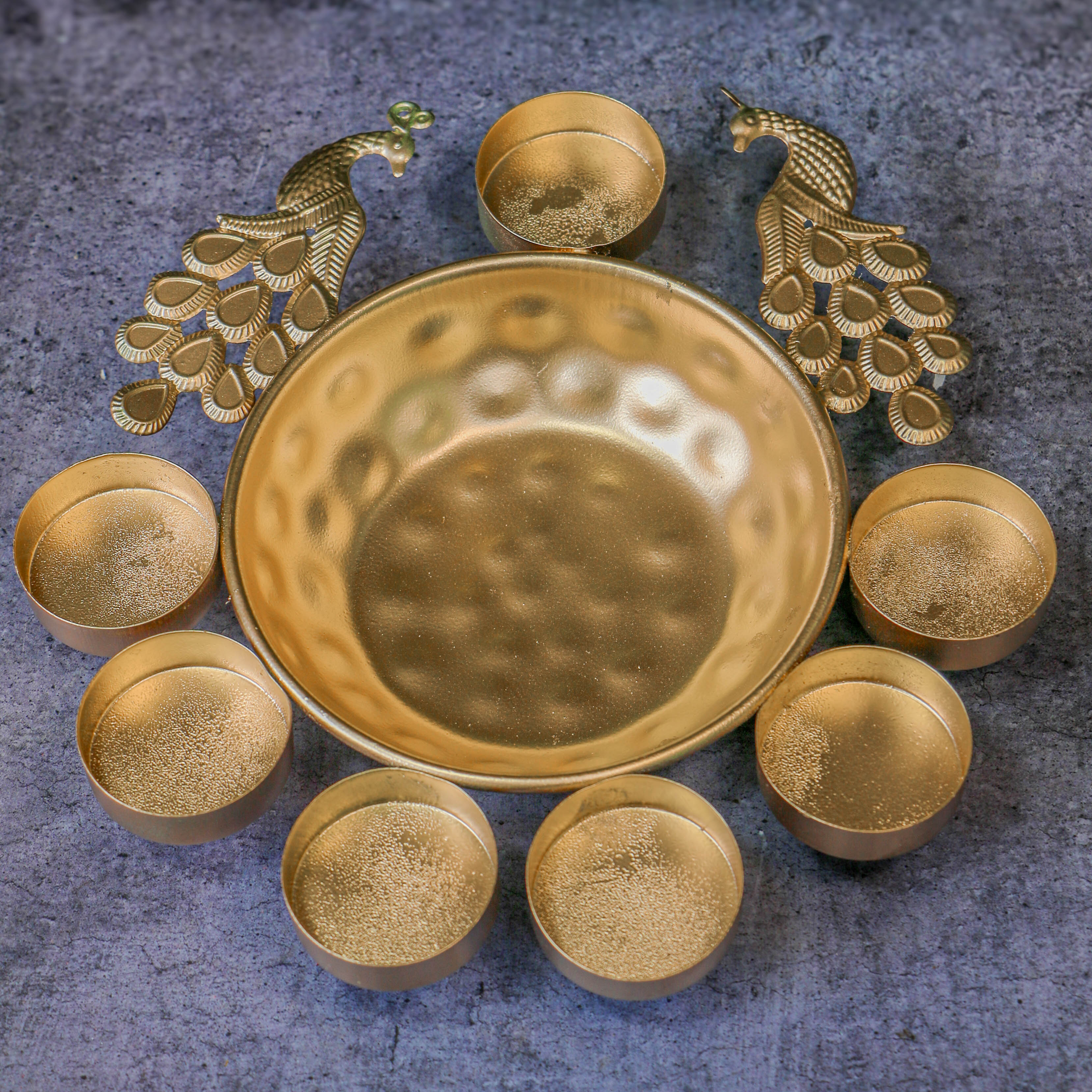 Ambi Metal Urli and Diyas for Blissful Home Decor Collection - 8.5 inches Diameter