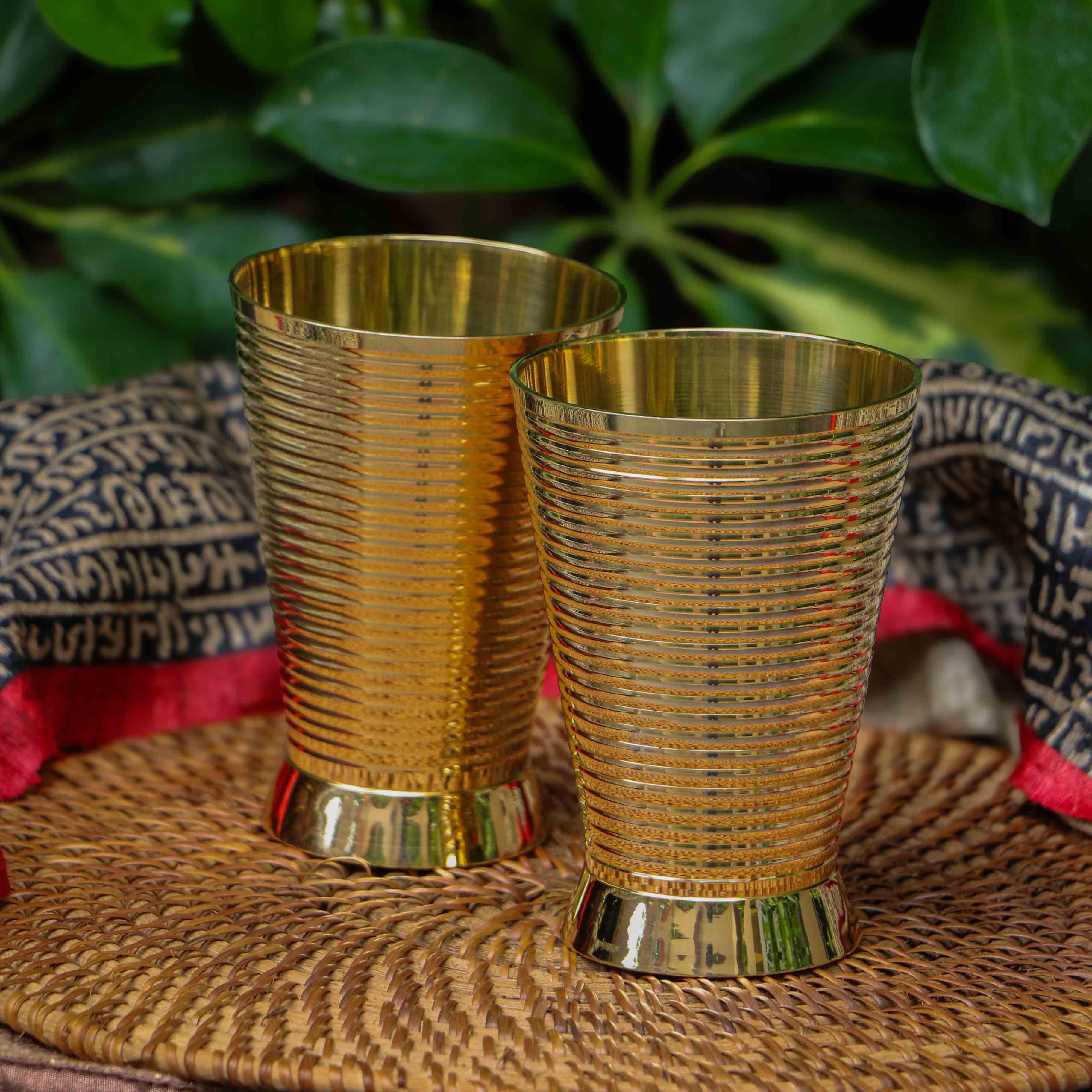 Ambi Pure Brass Designer Glass Set of 2