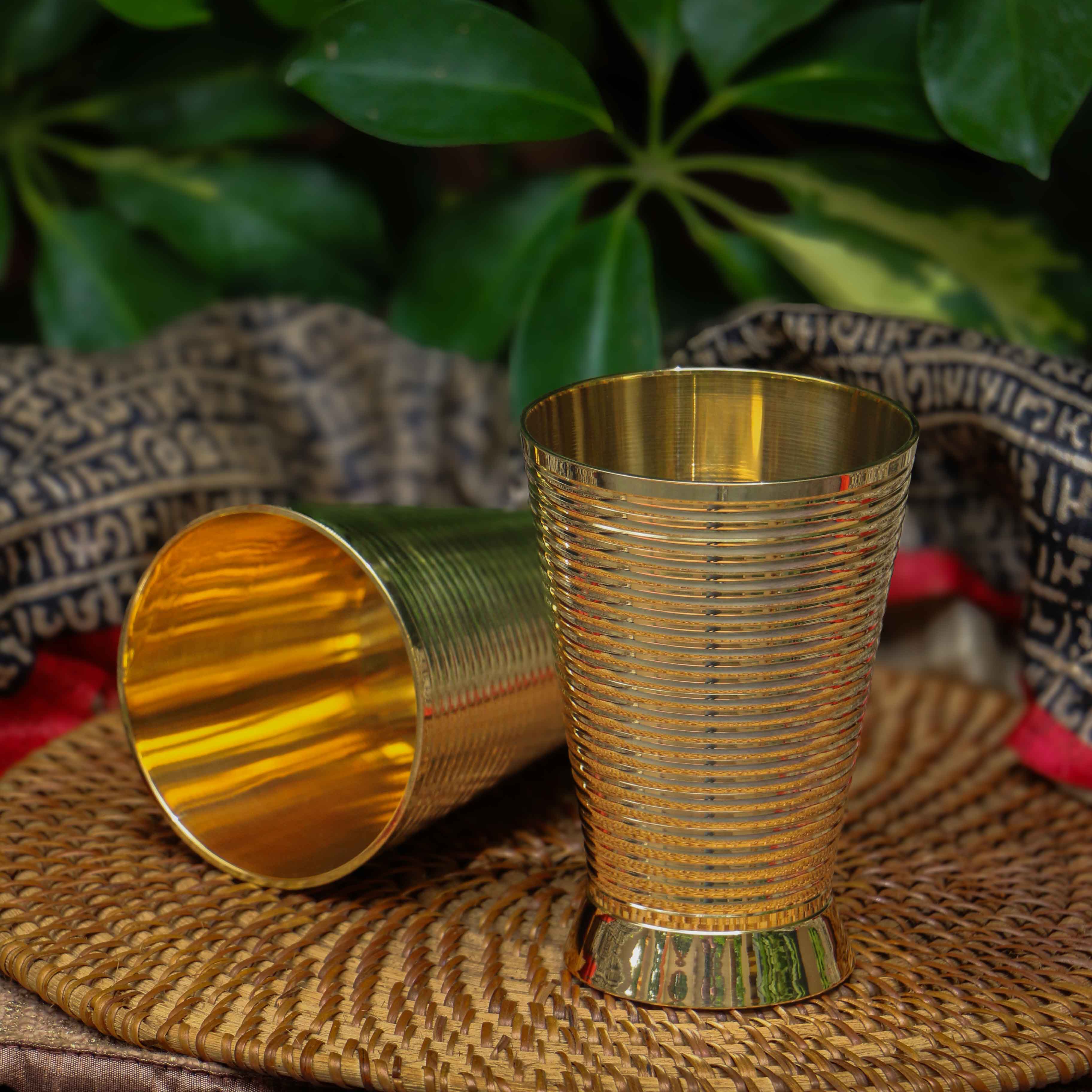 Ambi Pure Brass Designer Glass Set of 2