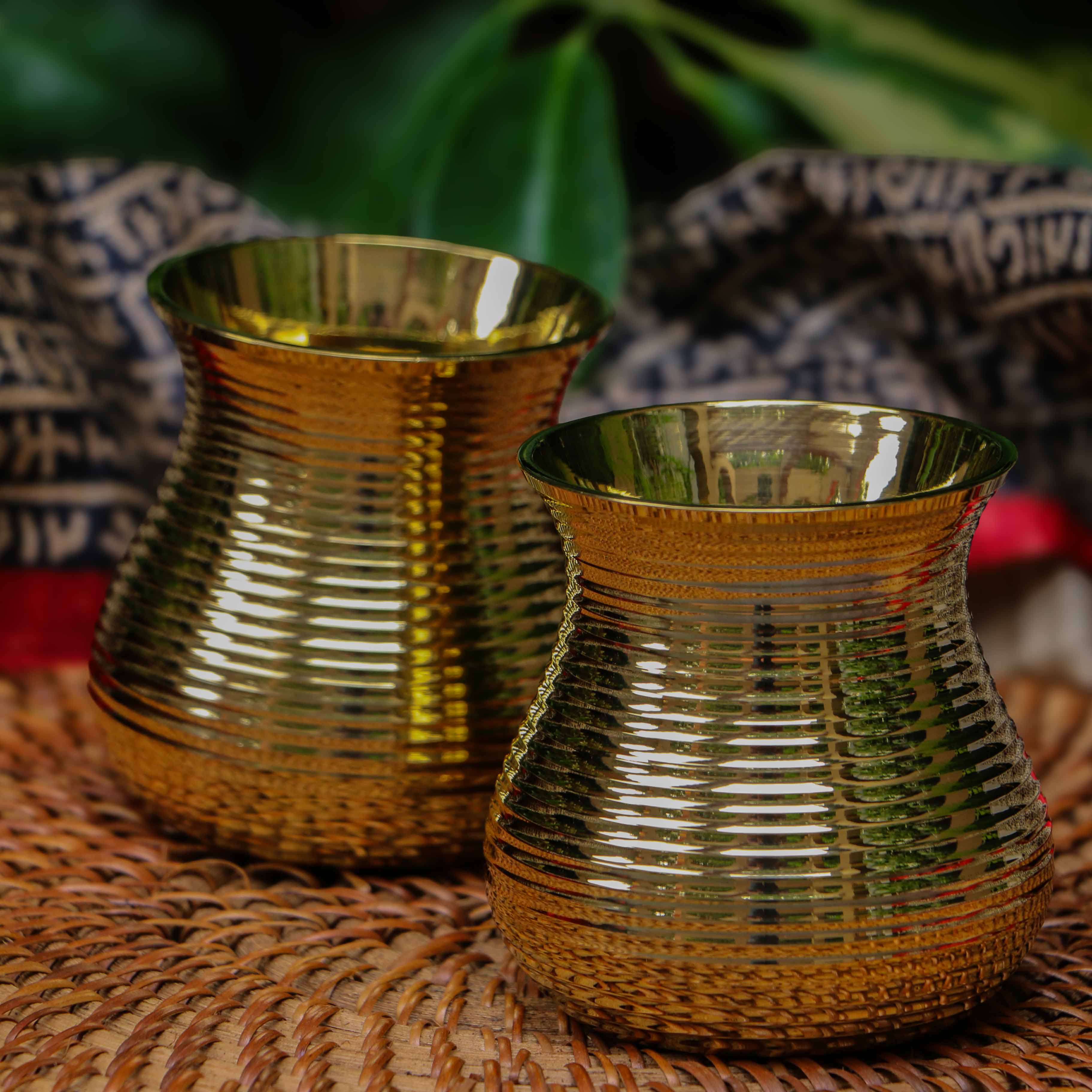 Brass Water Glass Small Lota Style - Set of 2