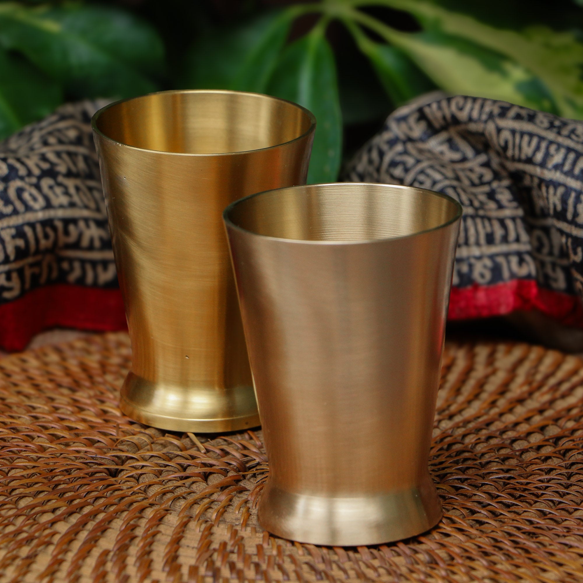 Ambi Pure Brass Antique Drink Glass Set of 2