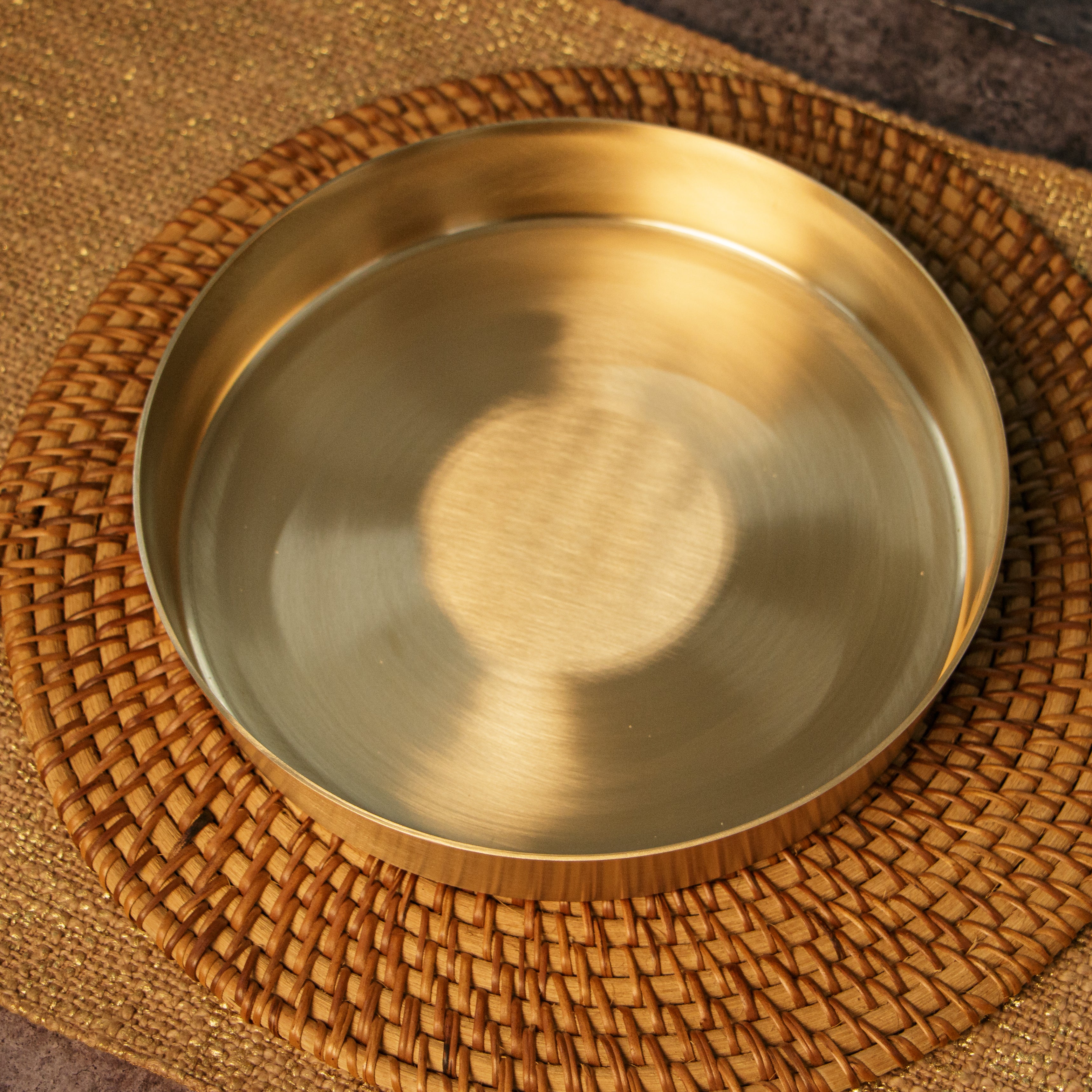 AMBI 100% Pure Kansa Thali with High Edge  / Pooja Plate - 8 inches 450gm