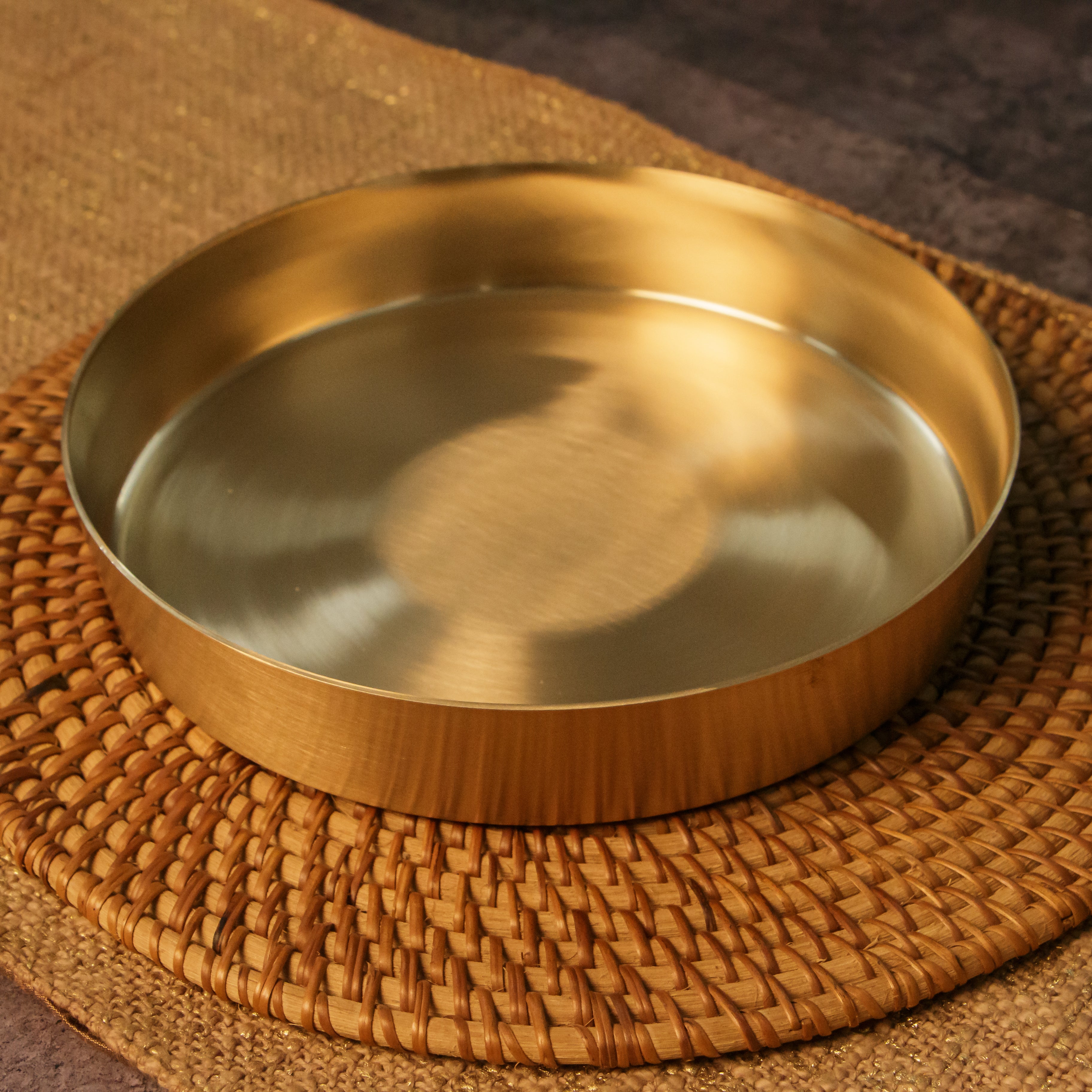 AMBI 100% Pure Kansa Thali with High Edge  / Pooja Plate - 8 inches 450gm