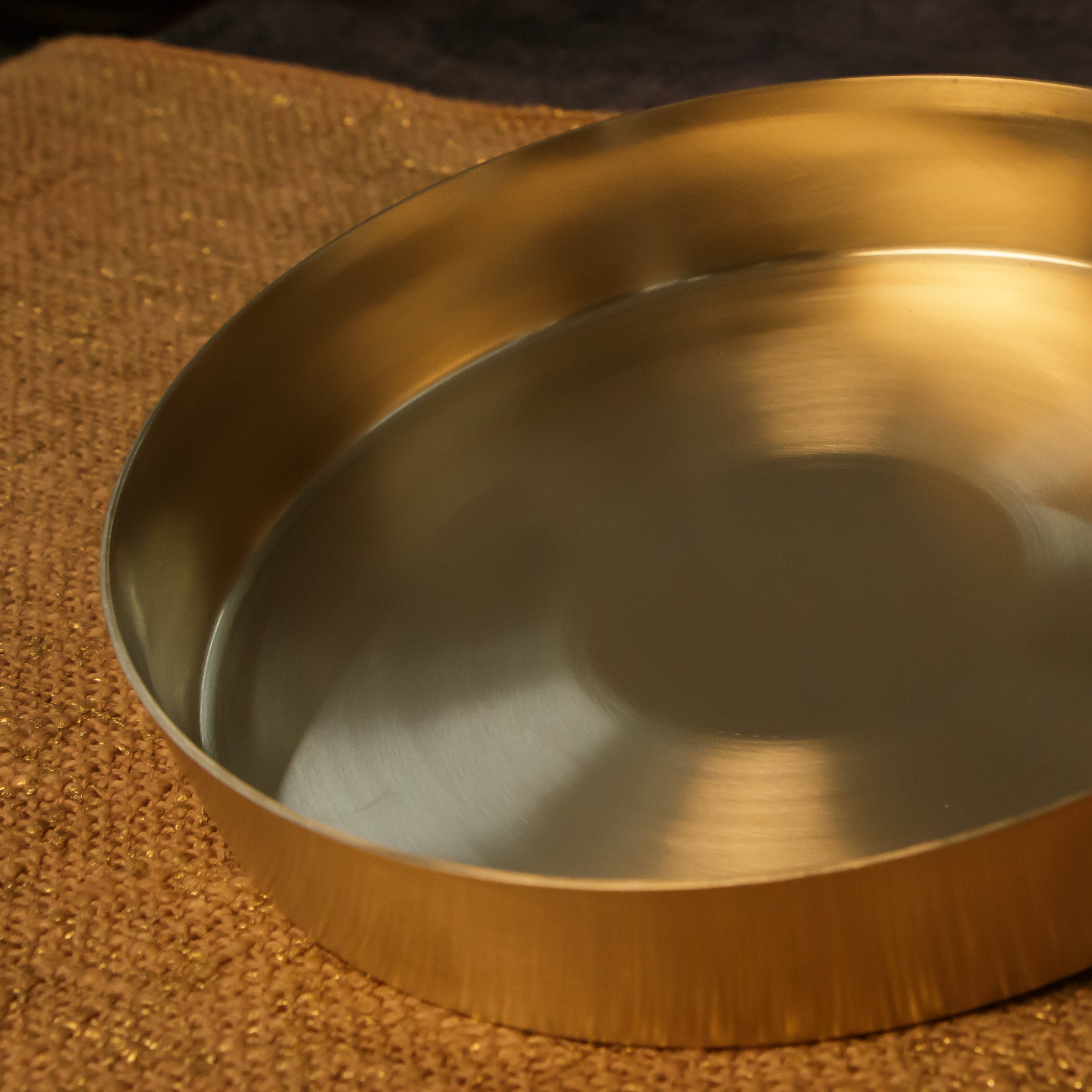 AMBI 100% Pure Kansa Thali with High Edge  / Pooja Plate - 8 inches 450gm