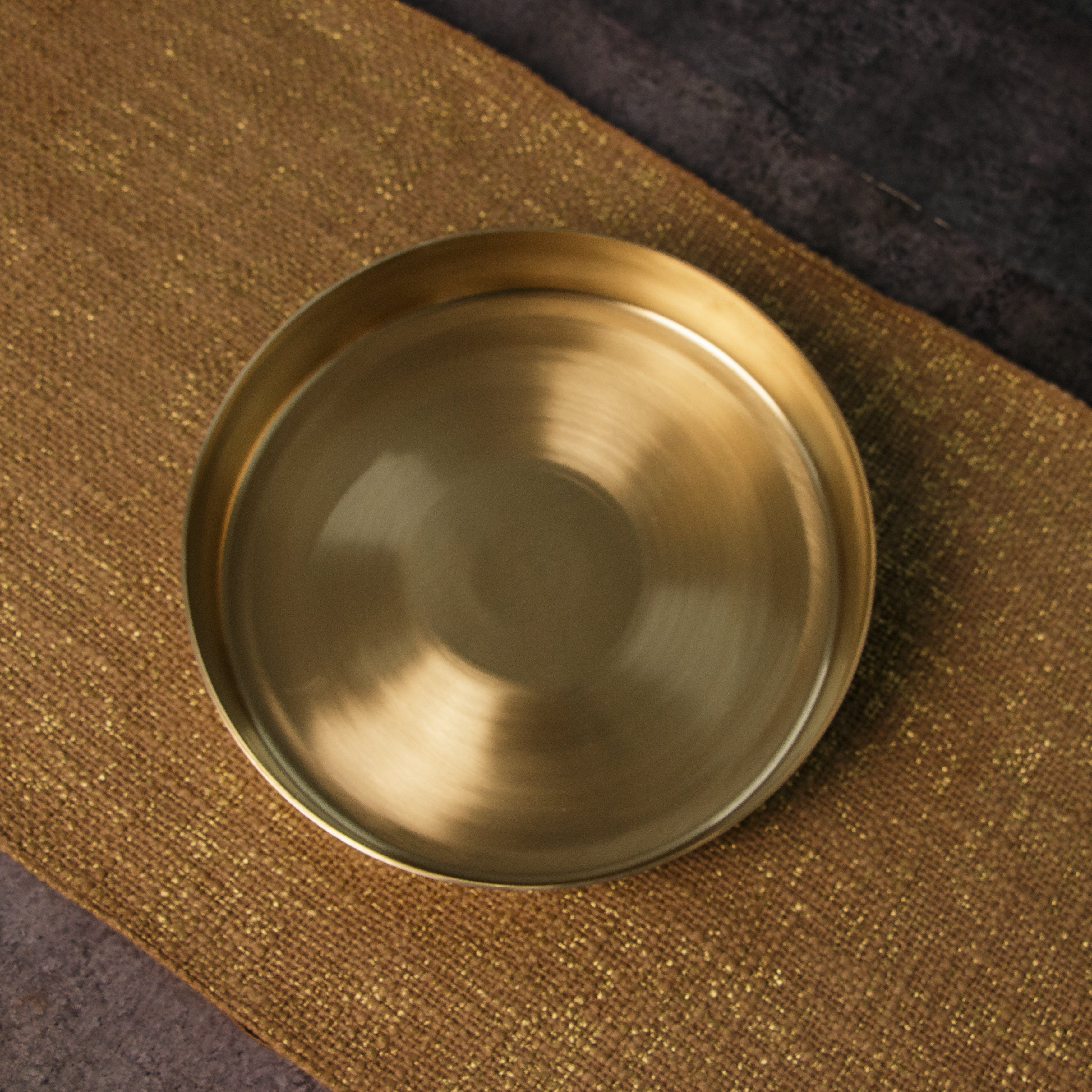 AMBI 100% Pure Kansa Thali with High Edge  / Pooja Plate - 8 inches 450gm