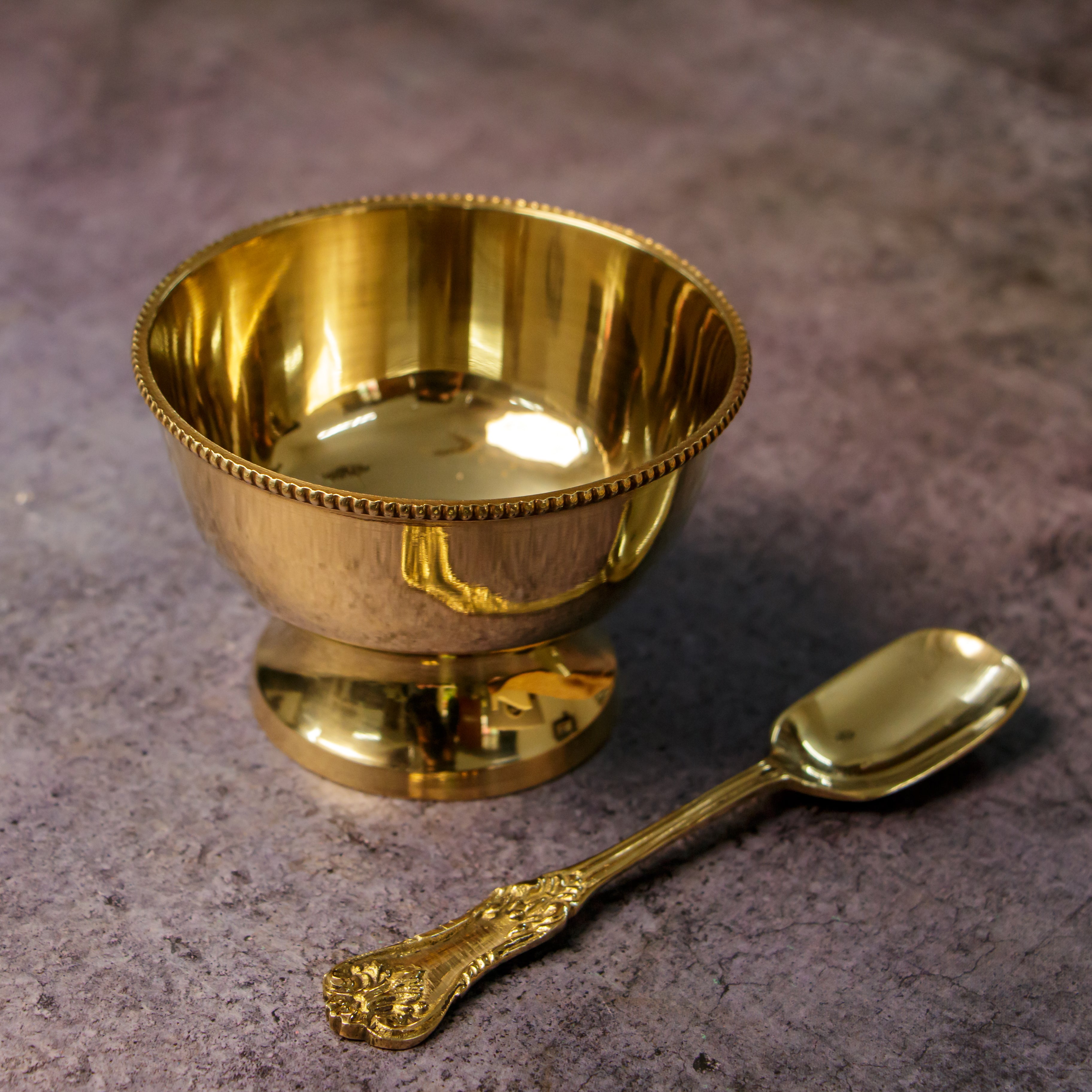 Ambi Pure Brass Dessert/ Icecream Bowl Set of 4 (with spoons)