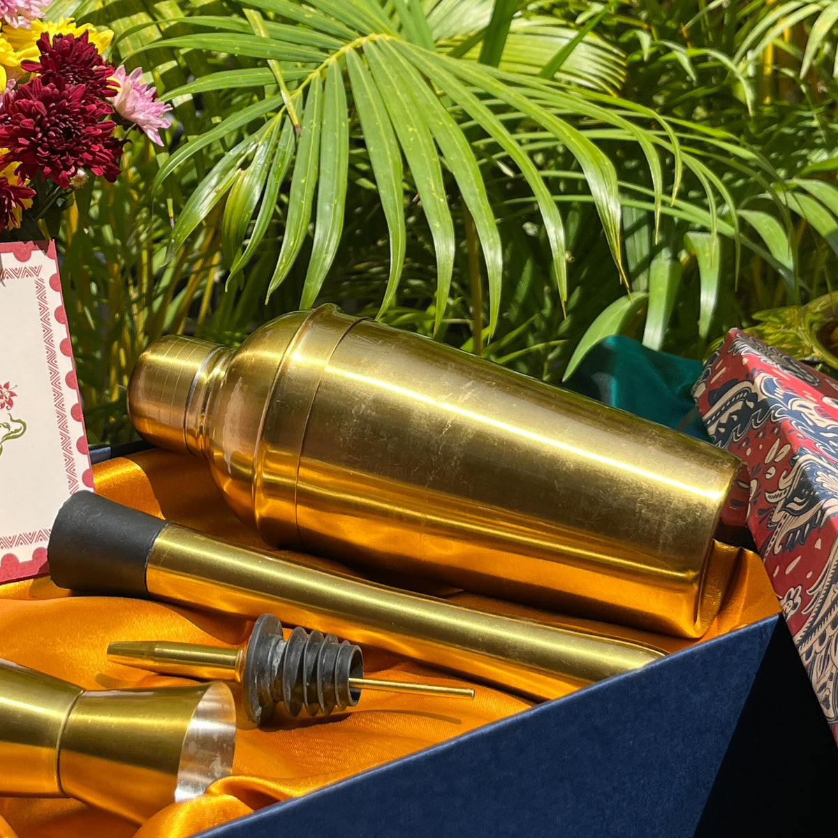 Ambi Brass Cocktail Shaker Gift Set | Premium Bartender Kit of 4