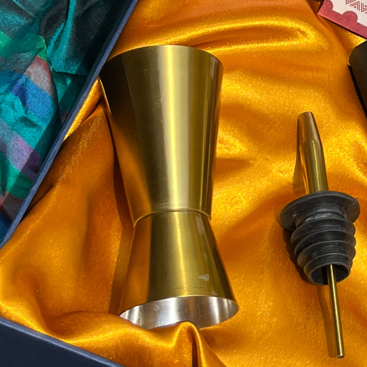 Ambi Brass Cocktail Shaker Gift Set | Premium Bartender Kit of 4