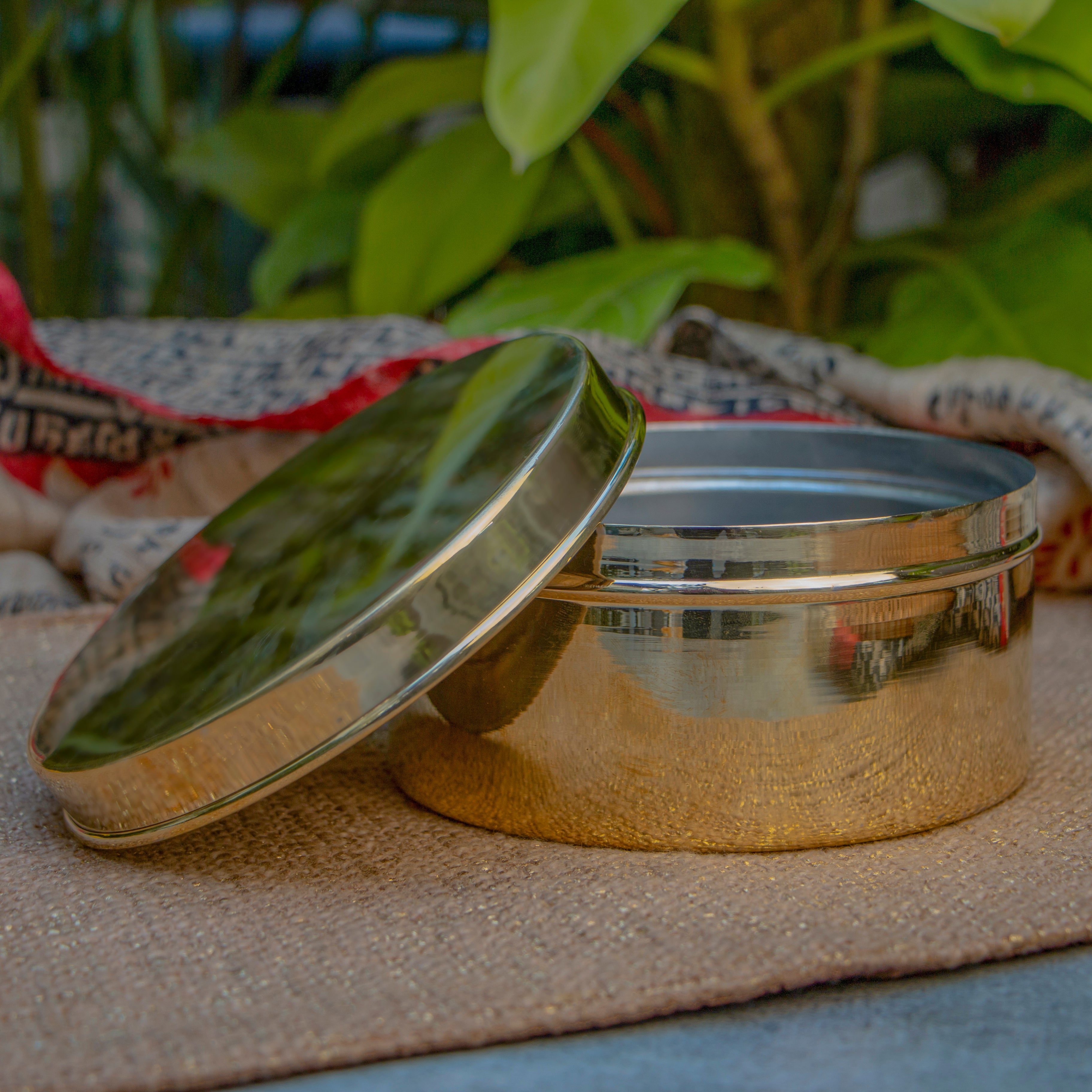 Ambi Pure Brass Elegant Round Storage/Tiffin / Ladoo Box