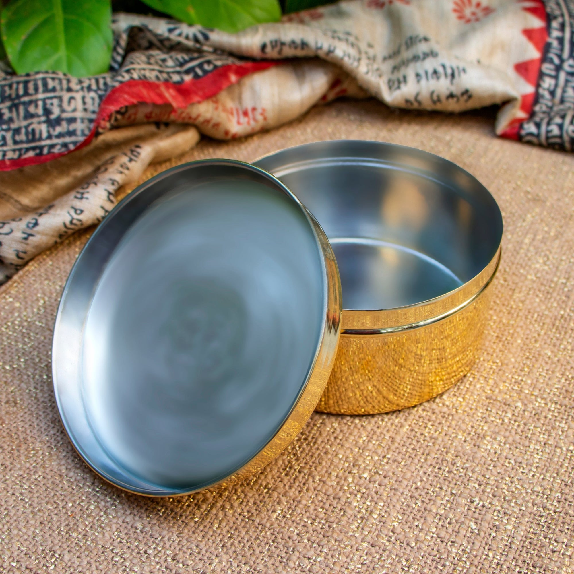 Ambi Pure Brass Elegant Round Storage / Tiffin / Ladoo Box - 6 Inches Diameter - Gloss Finish