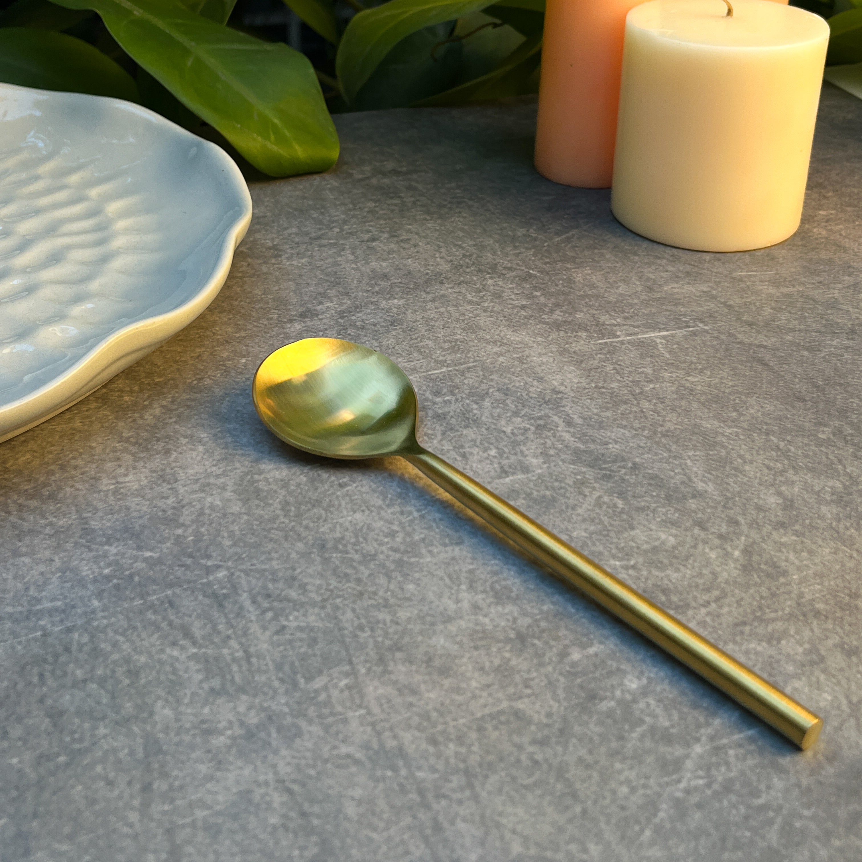 AMBI Pure Brass Elegant Heavy Spoon - 7 inches