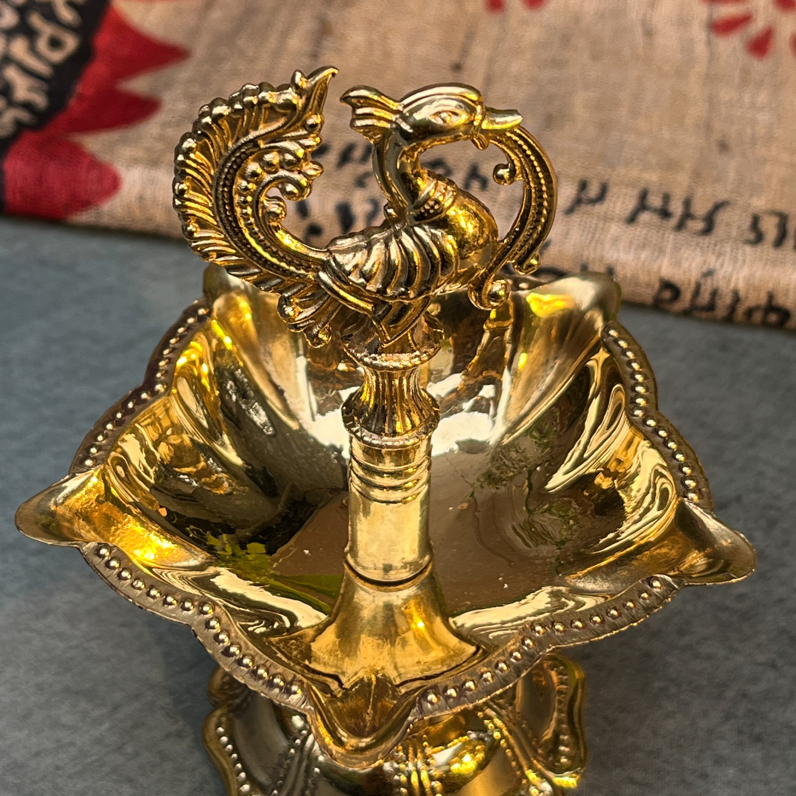 Deepa 100% Pure Brass Pooja Deepam / Deepak - 5 Baati Small