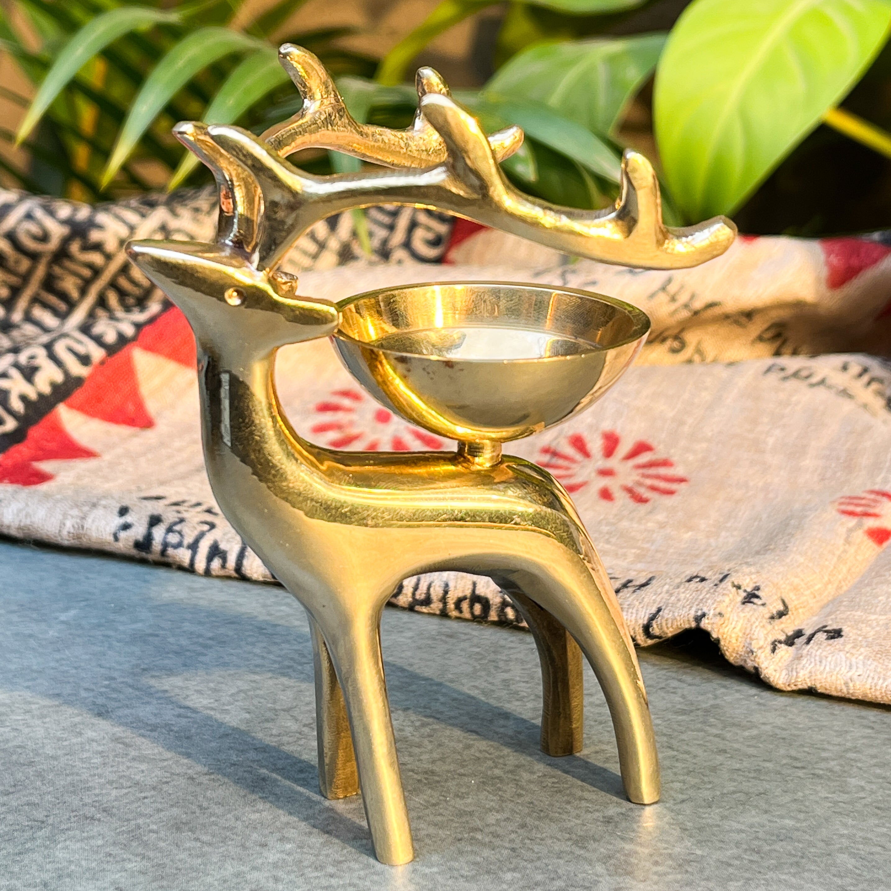 100% Pure Brass Reindeer Candle Holder Set of 2
