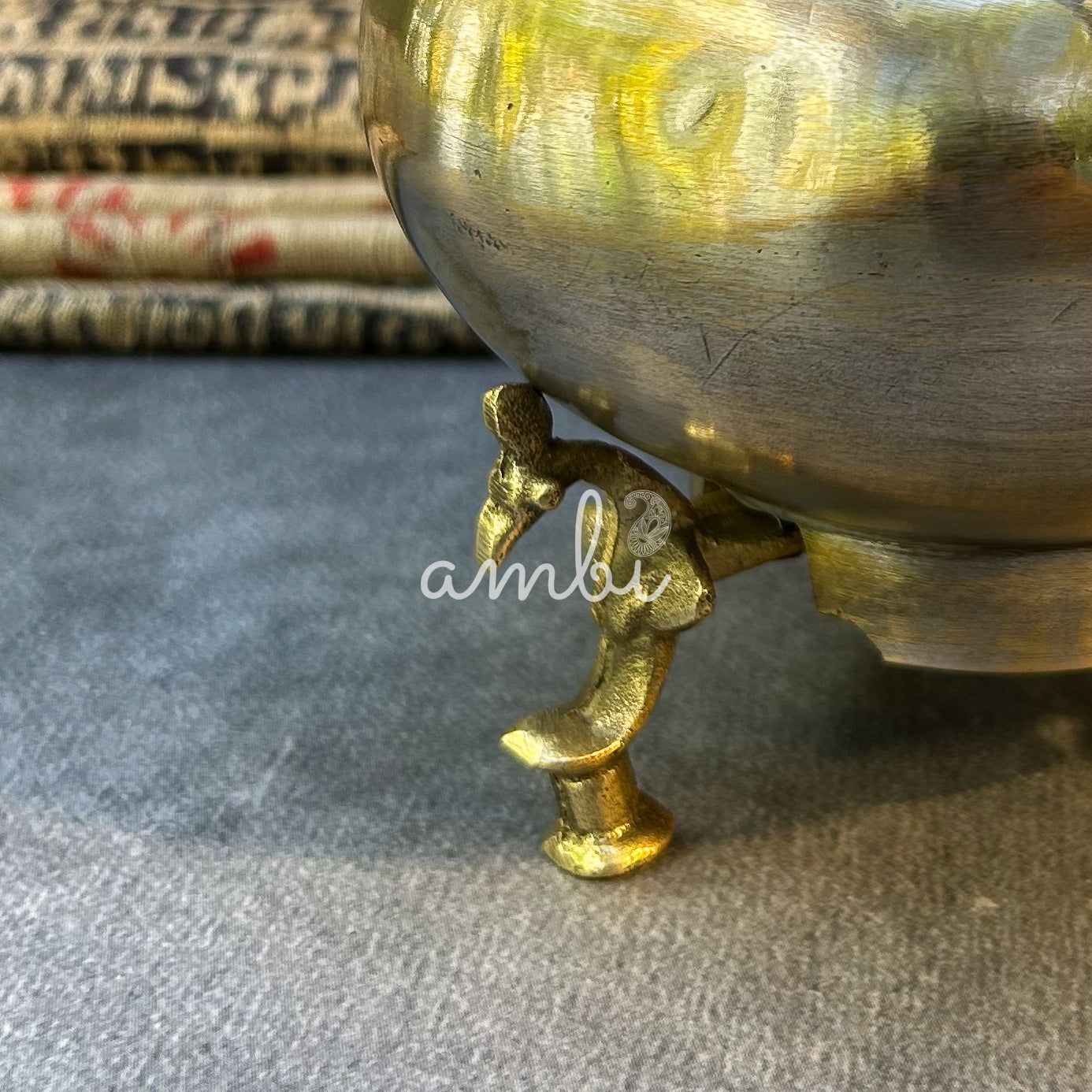Ambi Vintage Decorative Pure Brass Water Pot with Ornate Animal Legs