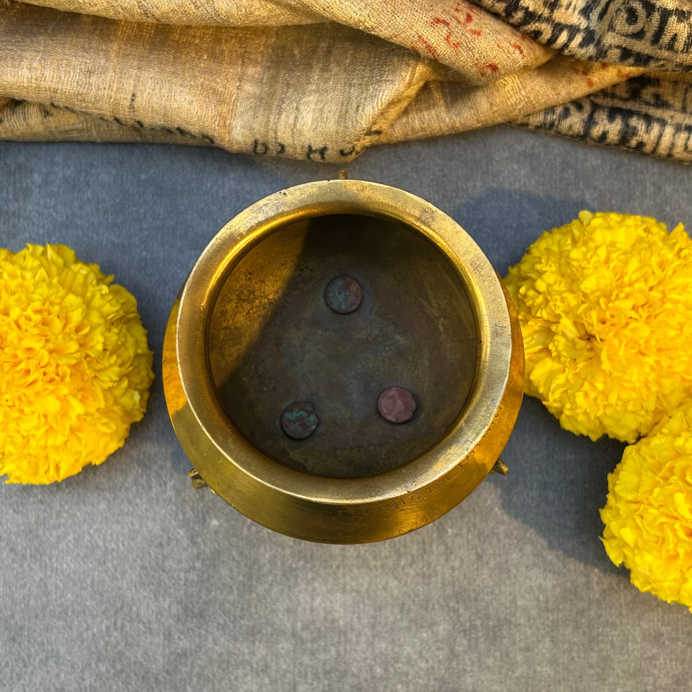 Hand Crafted Vintage Decorative Pure Brass Water Pot with Ornate Legs