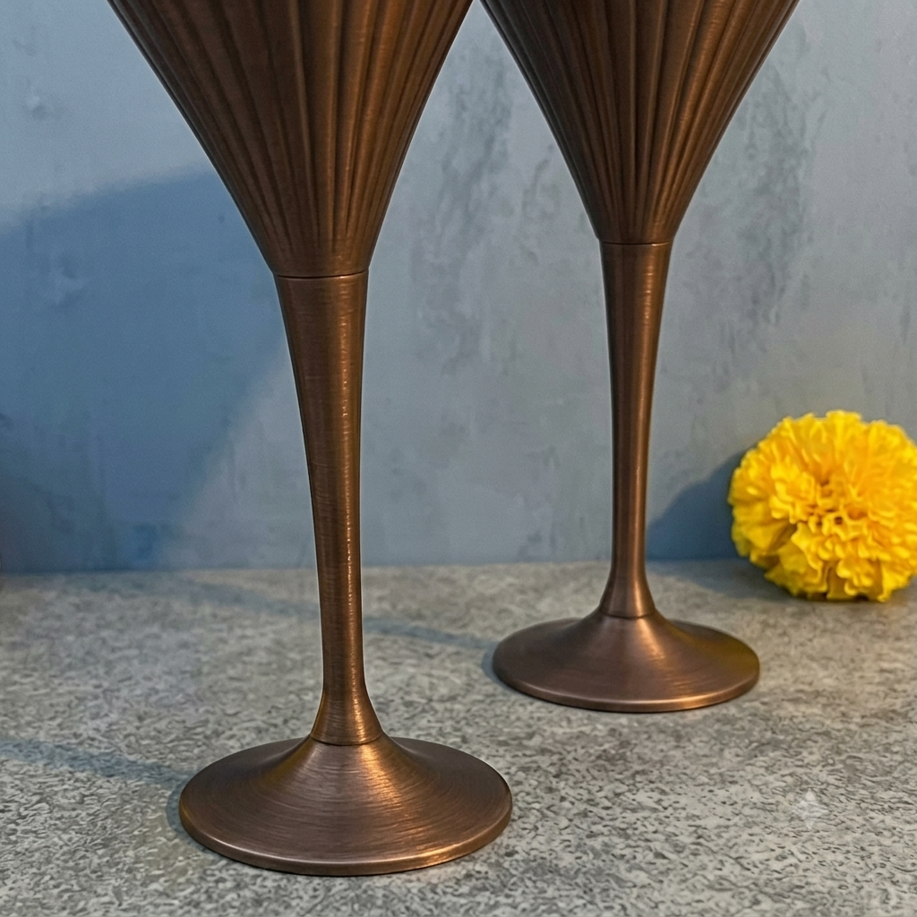 Ambi Pure Kansa Cocktail & Martini Glasses – Vintage Matte Finish | Set of 2