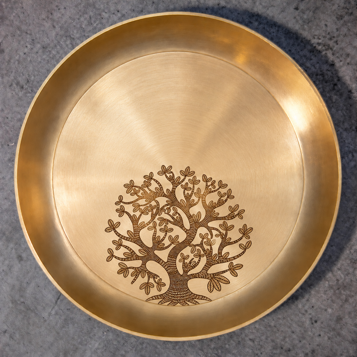 Ambi Tree Gond Art-Etched 100% Pure Kansa Plate | 8 Inch