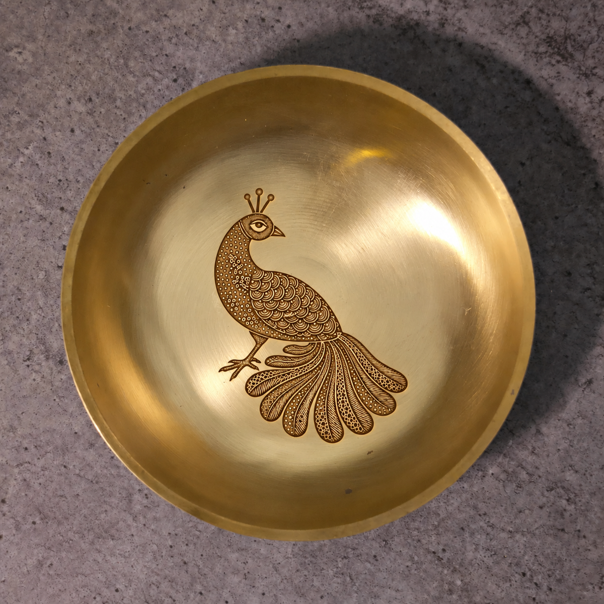Ambi Mayur Pallav Etched Pure Kansa Thali | Gond-Inspired Collection-4 inch