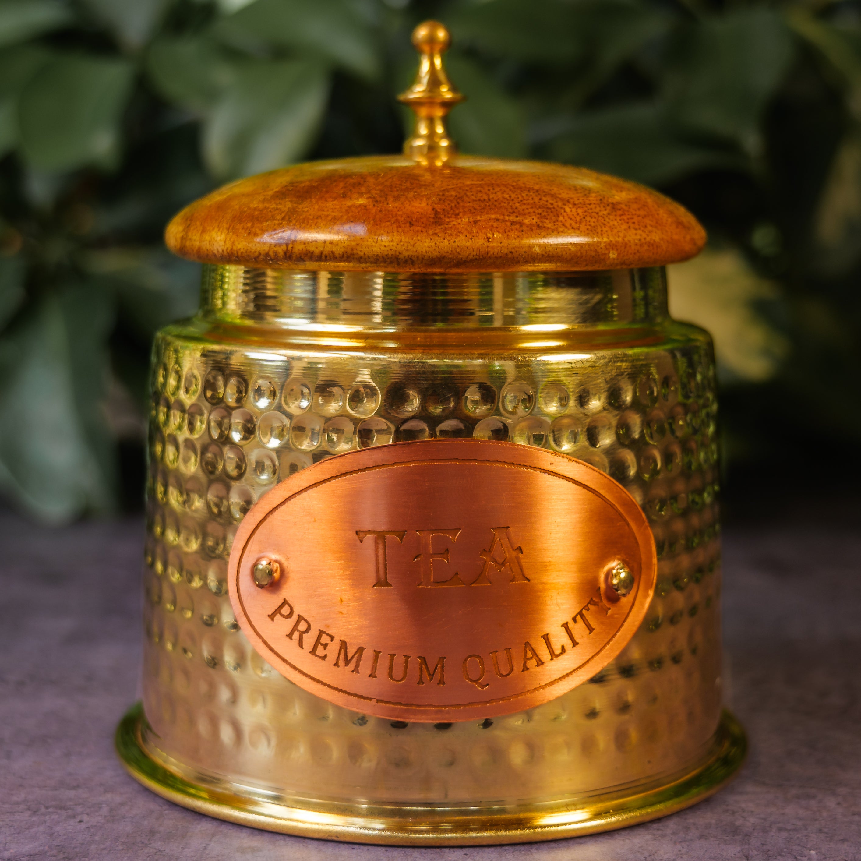 Pure Brass Hammered Tea Jar Storage container