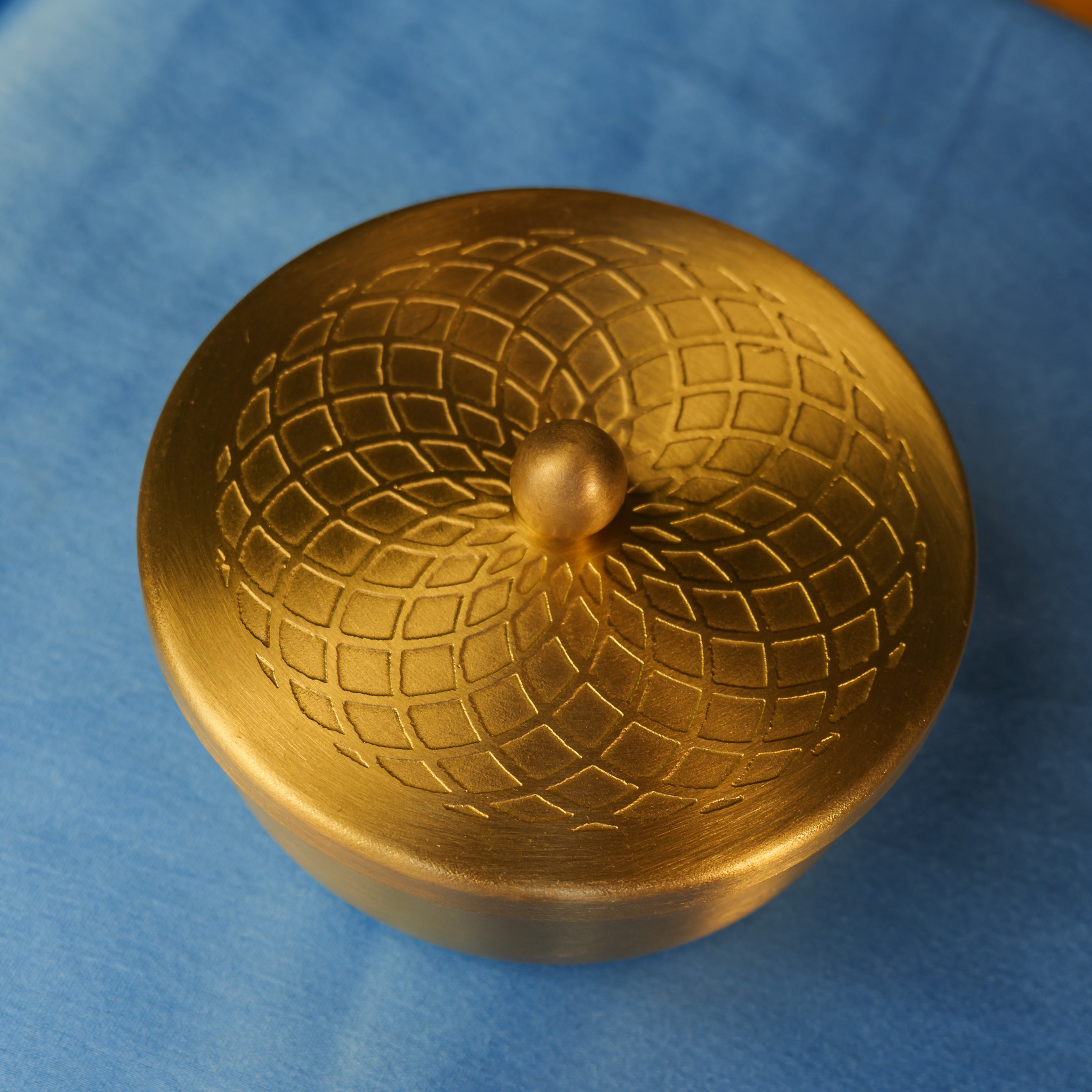 Pure Brass Small Nut / Trinket Jar Box  - 3.5 inches Diameter - Spiral Design